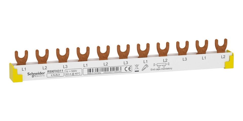 Schneider Electric Verteilerbox Schneider Electric R9XFH311 Phasenschiene Gabel Resi9, 3-polig, 63A