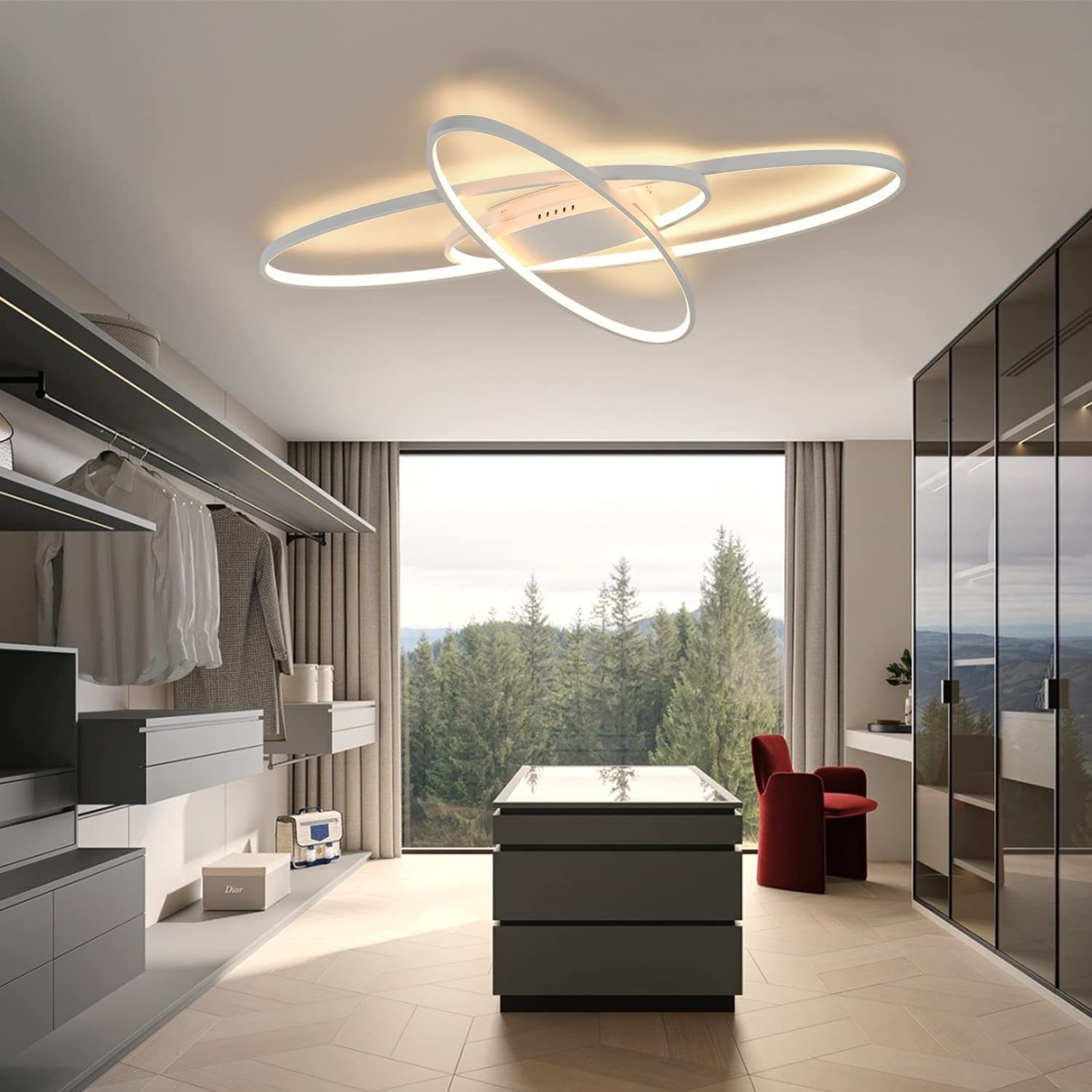 Deckenleuchte Geometrisch, Nettlife Fernbedienung Dimmbar mit Wohnzimmerlampe LED Dimmbar Weiß