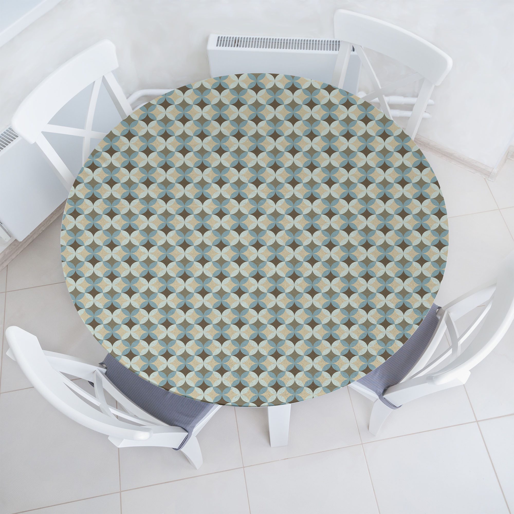 Abakuhaus Tischdecke Rundum-elastische Stofftischdecke, Geometrisch Round Floral Kreise