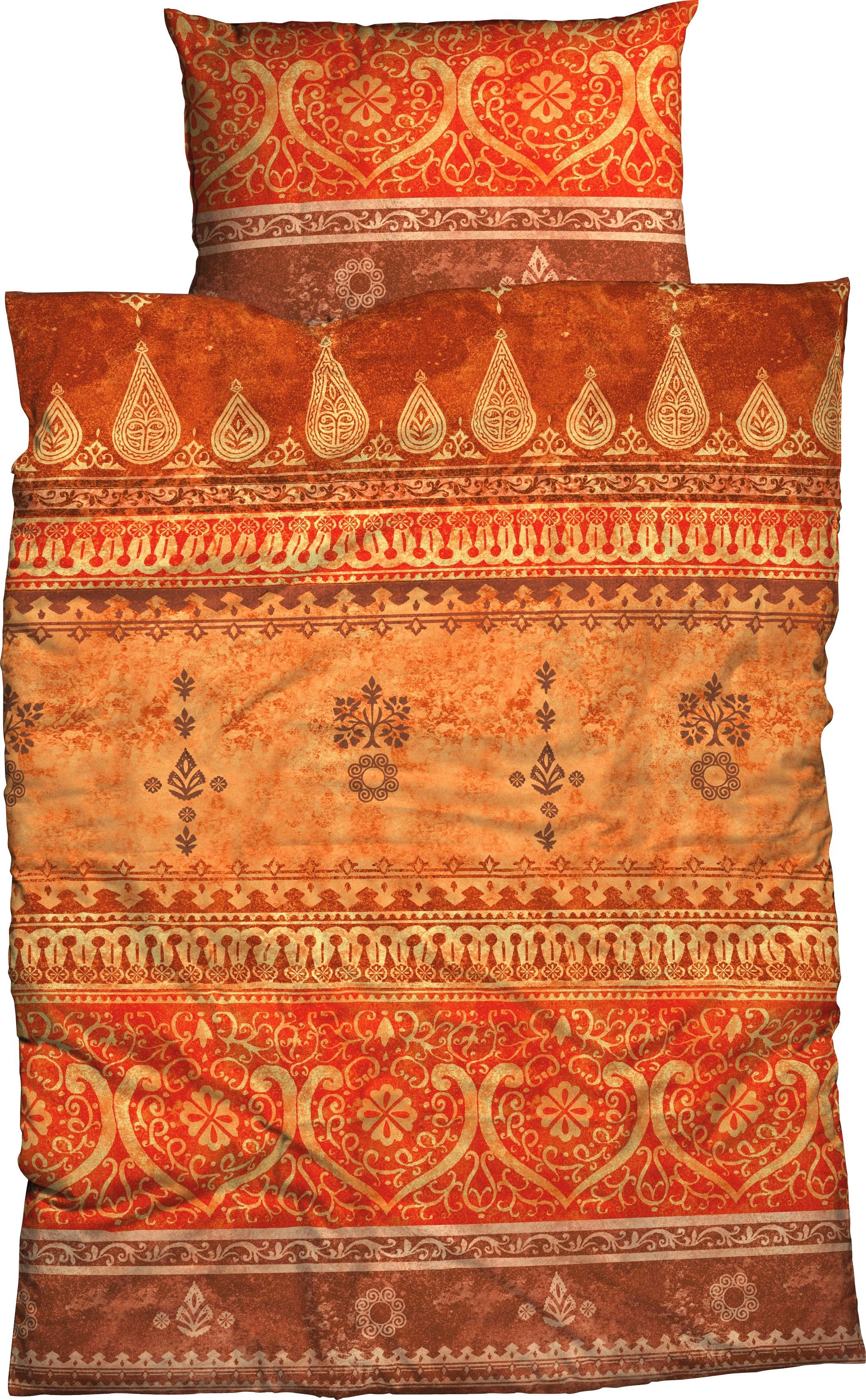CASATEX Bettwäsche Indi, Biber, 2 teilig, romantisch, orientalisch, weich und gemütlich