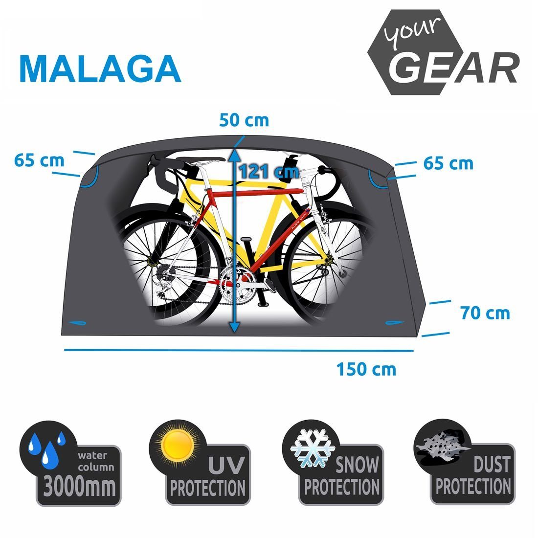 yourGEAR Fahrradschutzhülle yourGEAR Malaga - Fahrradabdeckung für Heckträger für 2 Fahrräder