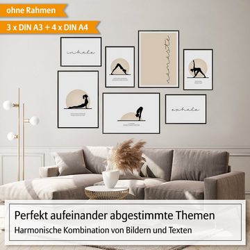 Hyggelig Home Poster Premium Poster Set - 7 Bilder Wandbilder Wohnzimmer Deko Collage, Yoga (Set, 7 St), Knickfreie Lieferung Qualitätsdruck Dickes Papier