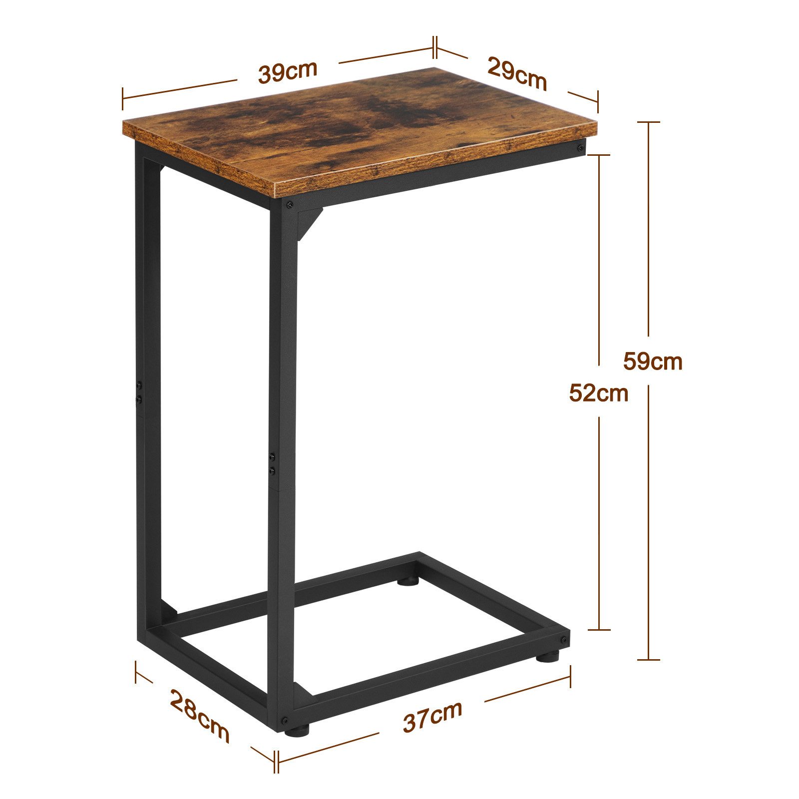 AMHANCIBLE Beistelltisch Laptop-Tisch & Couchtisch 2er Set, für Wohnzimmer & Schlafzimmer (2-St), C-förmig, zum Unterschieben unter Sofa/Bett, mit Metallgestell