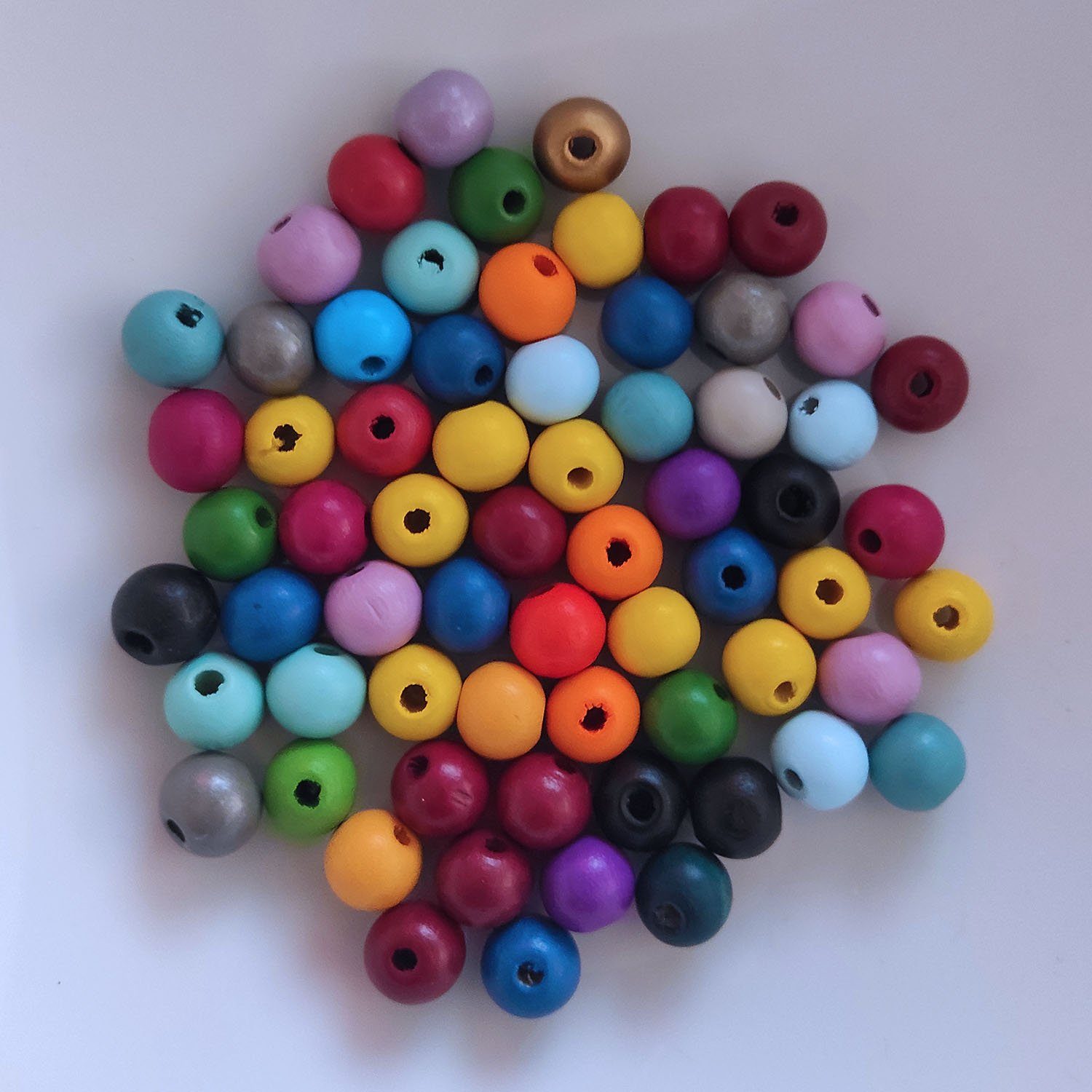 Kopper-24 Ремесленные бусы Holzperlen rund, 60 Stück, 10 mm, Bunt
