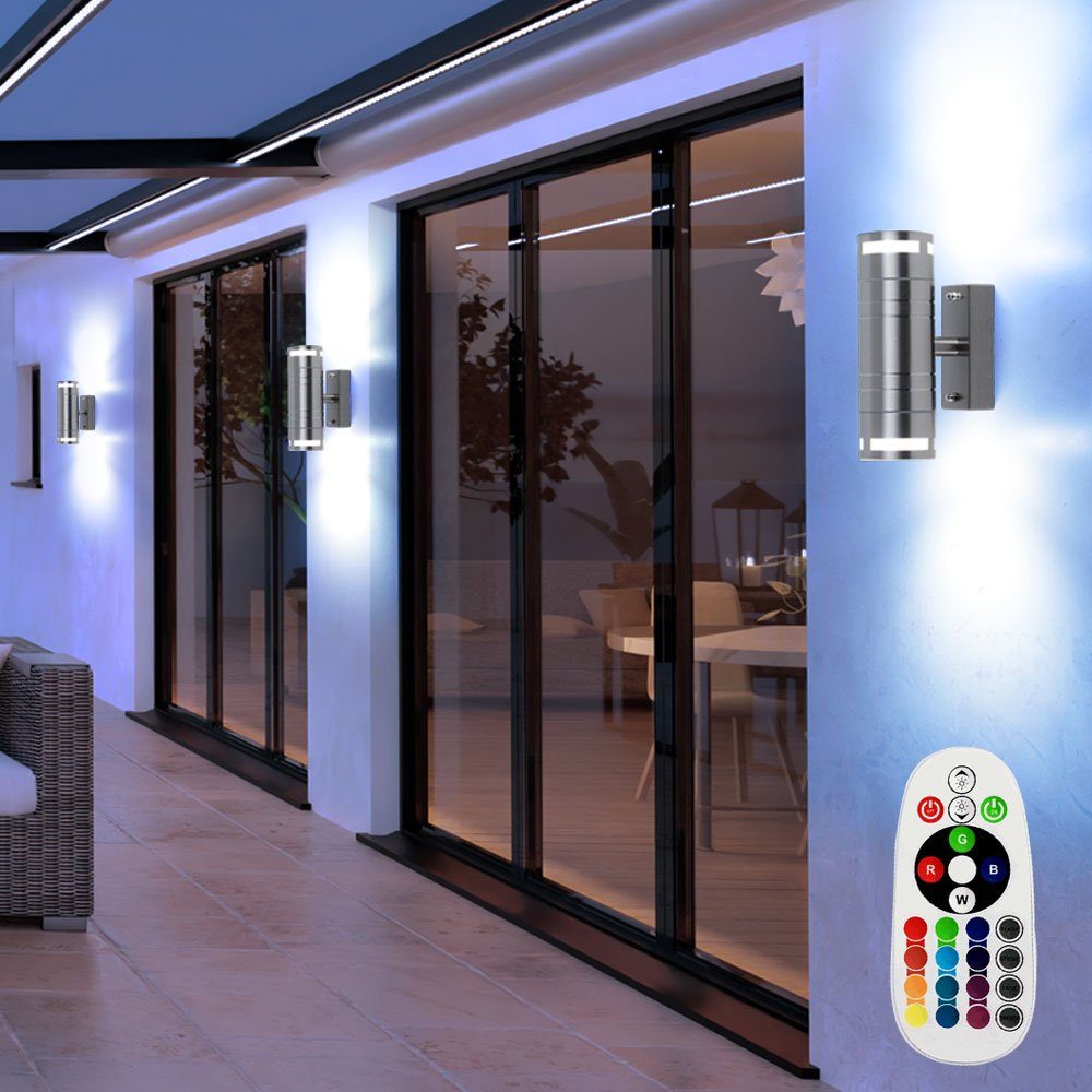 etc-shop LED 3er RGB Fassaden inklusive, Leuchtmittel Farbwechsel, Down Up Strahler Set Warmweiß, Lampen Außen Außen-Wandleuchte, dimmbar