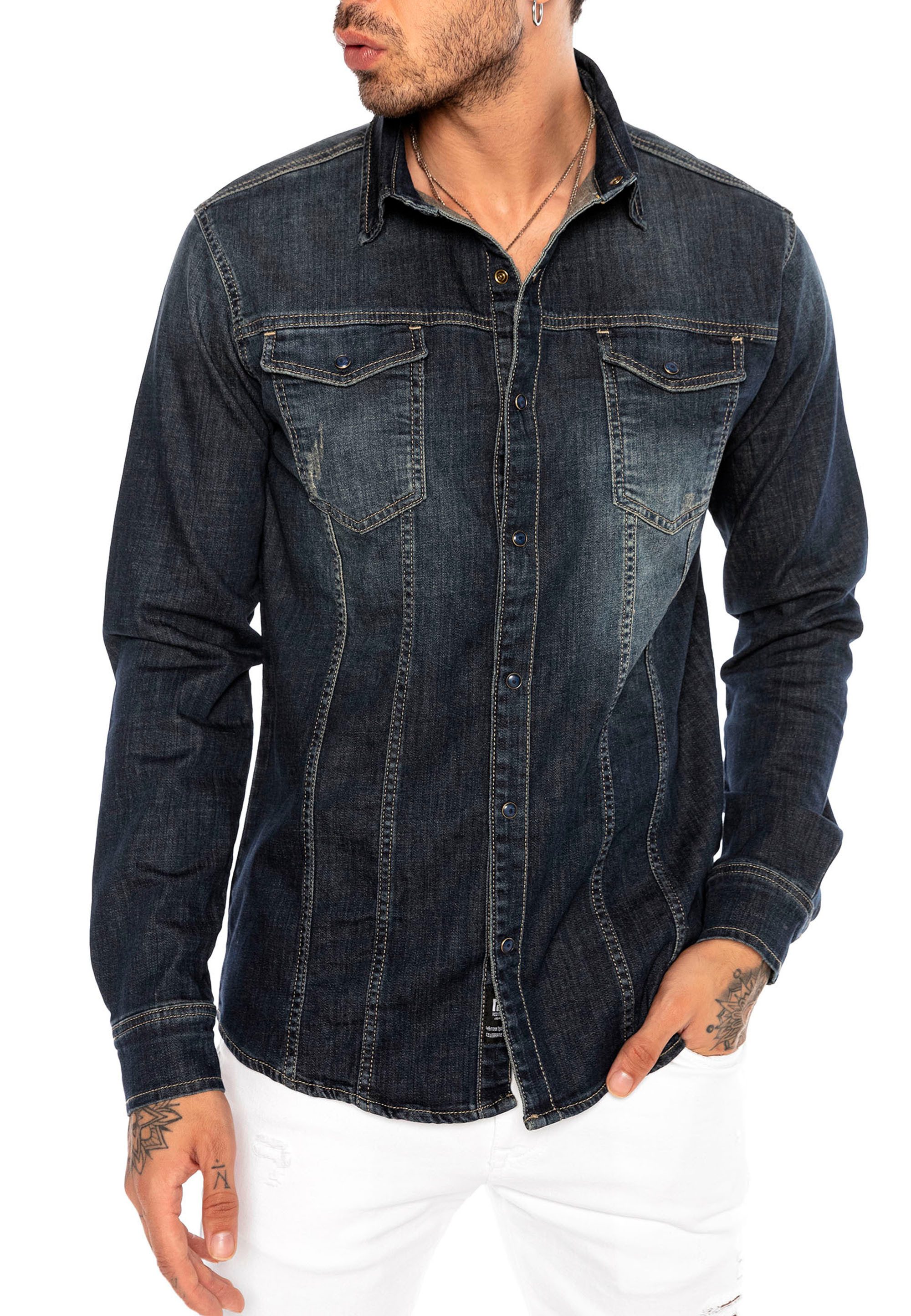 RedBridge Jeanshemd zeitloses Freizeithemd Premium Denim günstig online kaufen