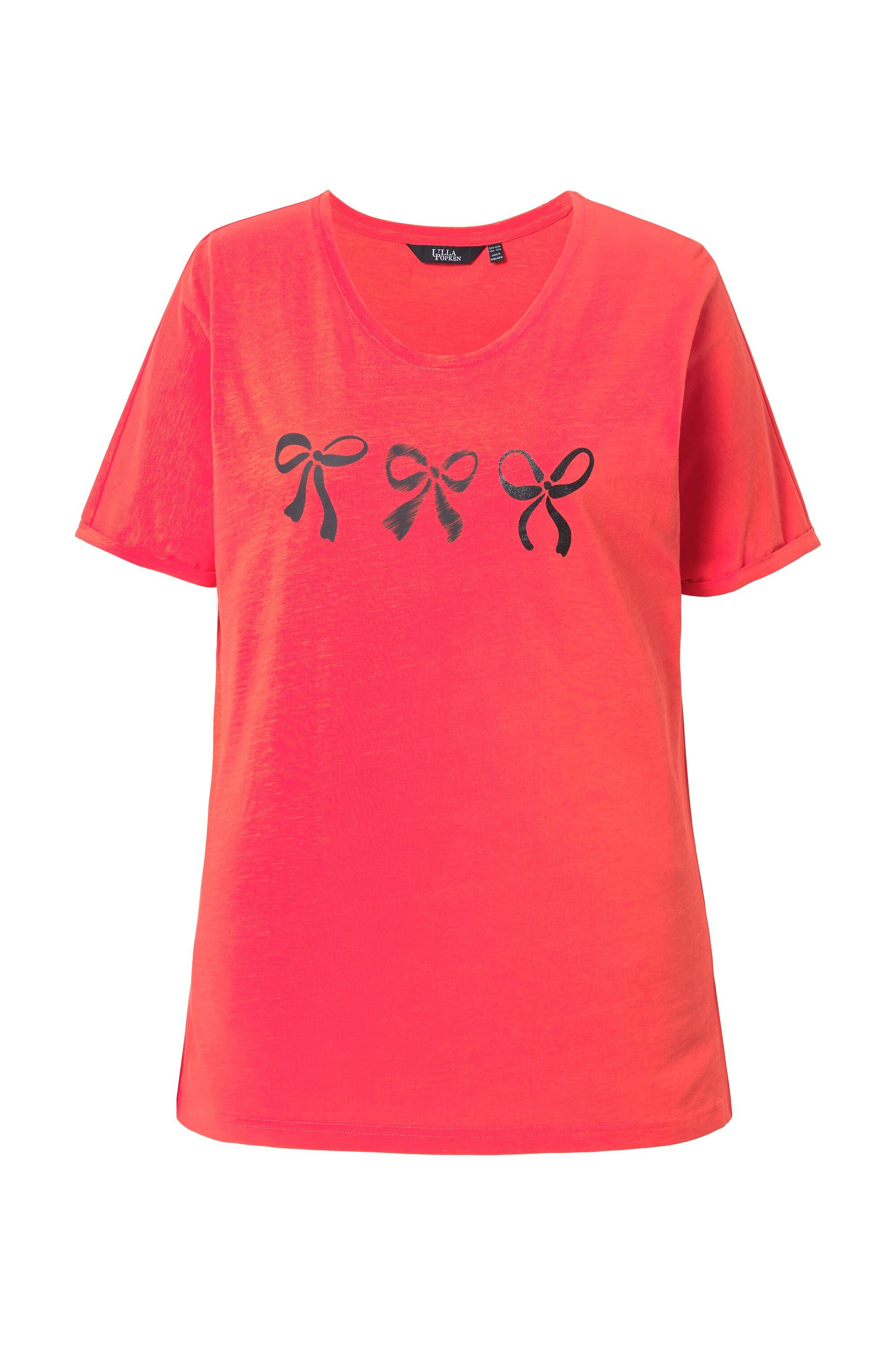 Ulla Popken T-Shirt T-Shirt Schleifen Oversized V-Ausschnitt Halbarm günstig online kaufen