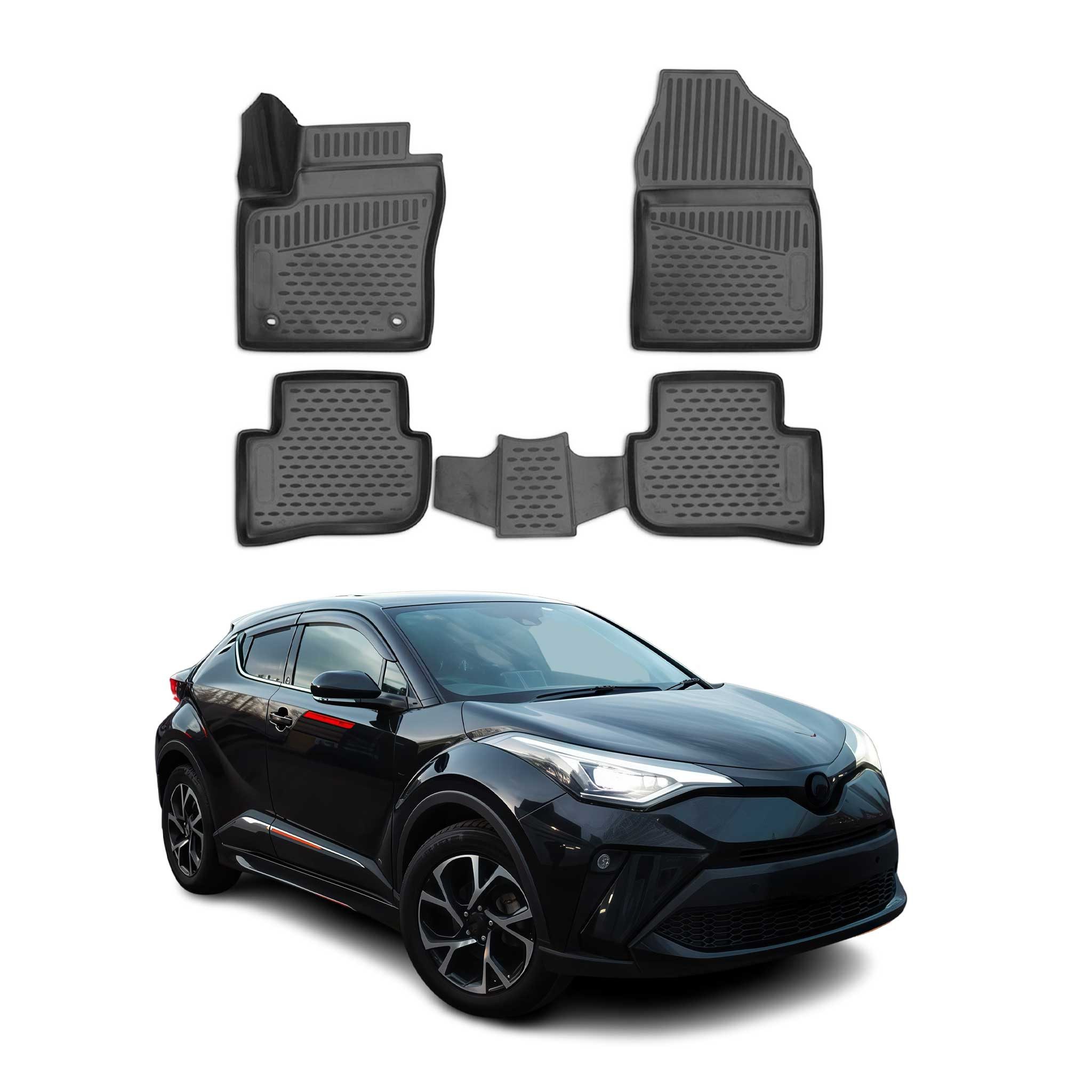 OMAC Auto-Fußmatten für Toyota C-HR 2016-2024 Gummimatten Schwarz (4 St), für Toyota C-HR 2016-2024 Toyota C-HR 2016-2024, Antirutsch,Wasserfest,Einfache Installation
