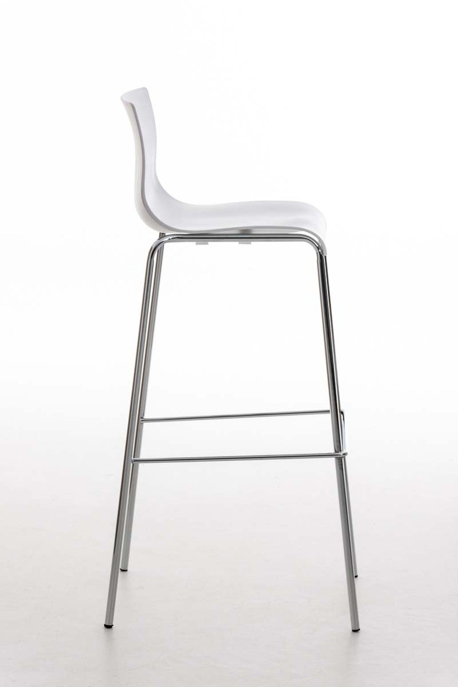 Weiß Hocker Theke - (mit Metall Fußstütze Küche & TPFLiving Tresenhocker), für - Barhocker Kunststoff Gestell Hoover Sitzfläche: Chrom -