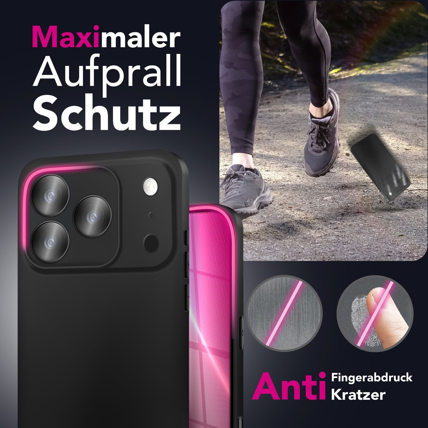 Nalia Smartphone-Hülle Apple iPhone 17 Pro Max 17,5 cm (6,9 Zoll), Soft Touch Case / 1,28mm Dünn / Matt & Smart / TPU Cover Schutzhülle