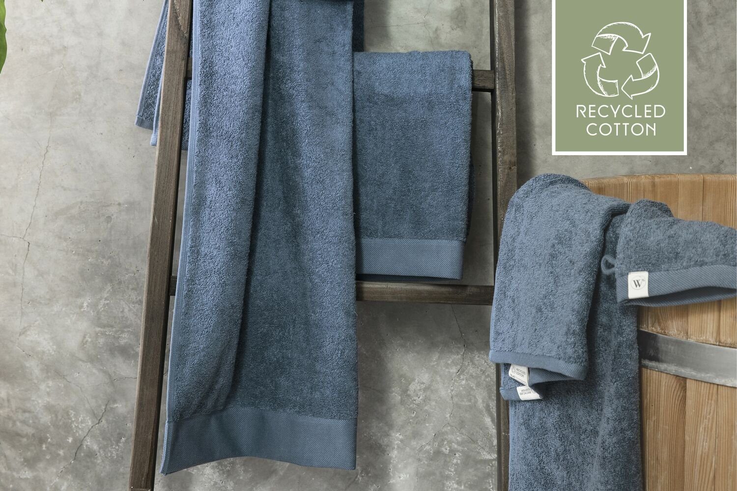 cm, Cotton Walra Handtuch Remade - Baumwolle Blau (1-St) Badetuch 50x100