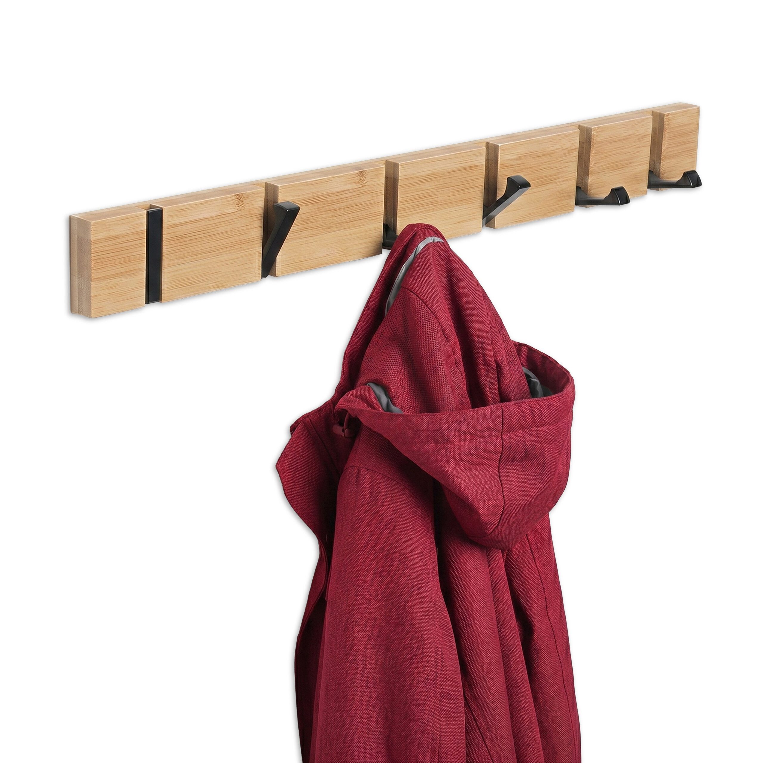 relaxdays Garderobenleiste mit klappbaren Haken (1 St), 6 Haken