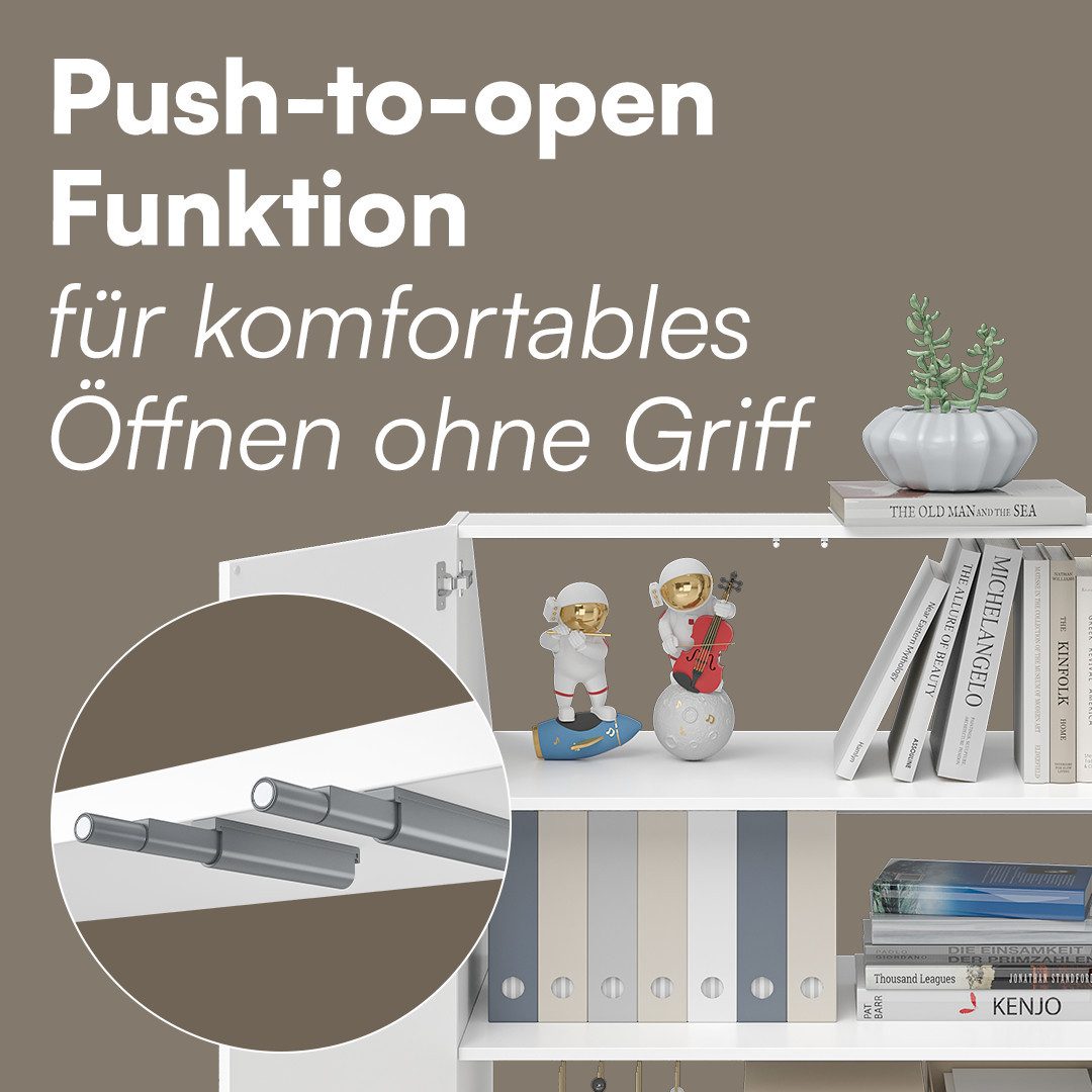 Bellamio Regal Aland Dachschrägenregal mit 45°-Winkel, Regal für Dachschrägen, Weiß, 90 cm breit mit 2 Türen, verfügbar mit & ohne Türen – Bild 4 von 5