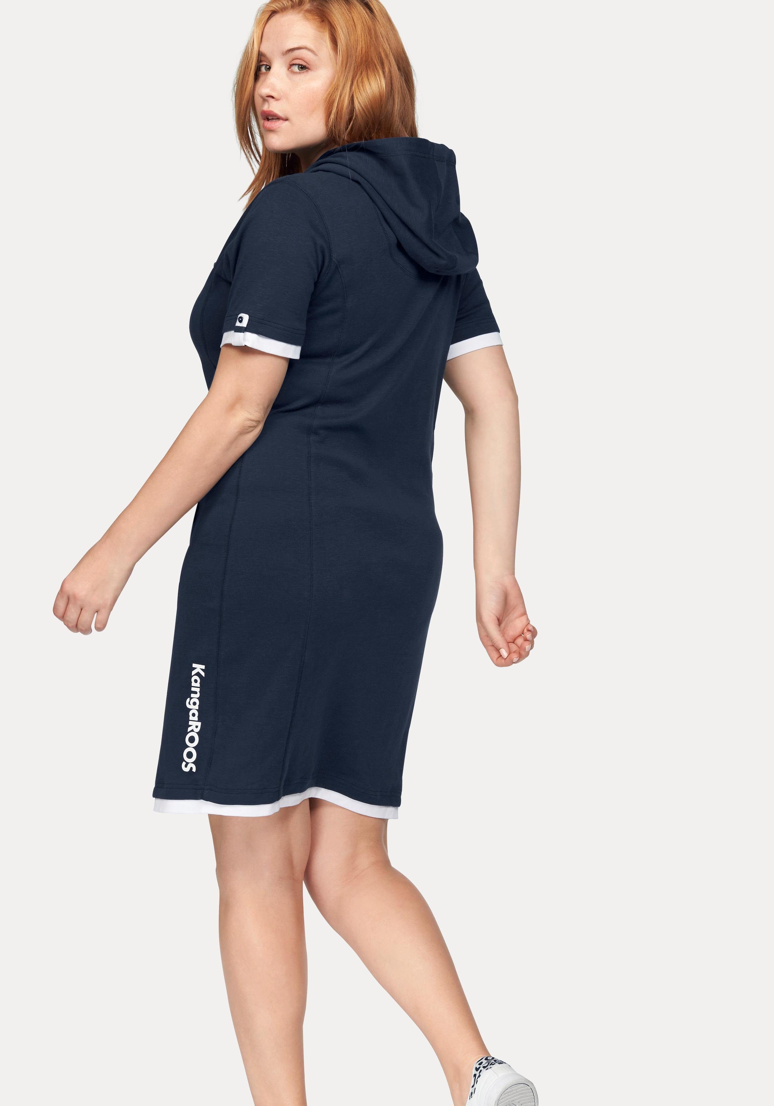 KangaROOS Sweatkleid in Longform, aus Baumwoll-Sweatqualität, mit Kängurutasche