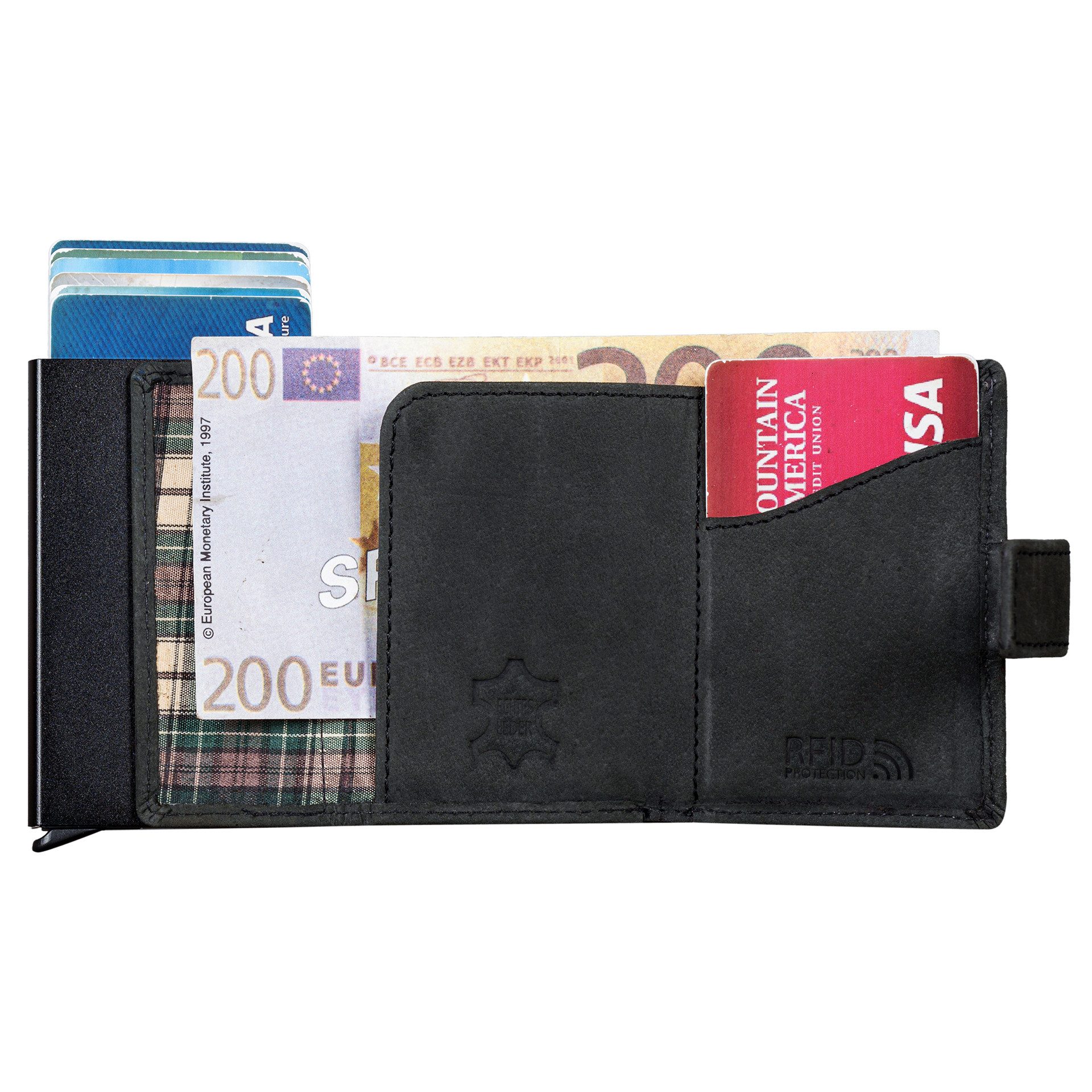 Benthill Geldbörse Herren Echt Leder RFID Slim Klein Smart Wallet Kartenetui Portemonnaie, RFID-Schutz Kartenfächer Münzfach – Bild 2 von 5