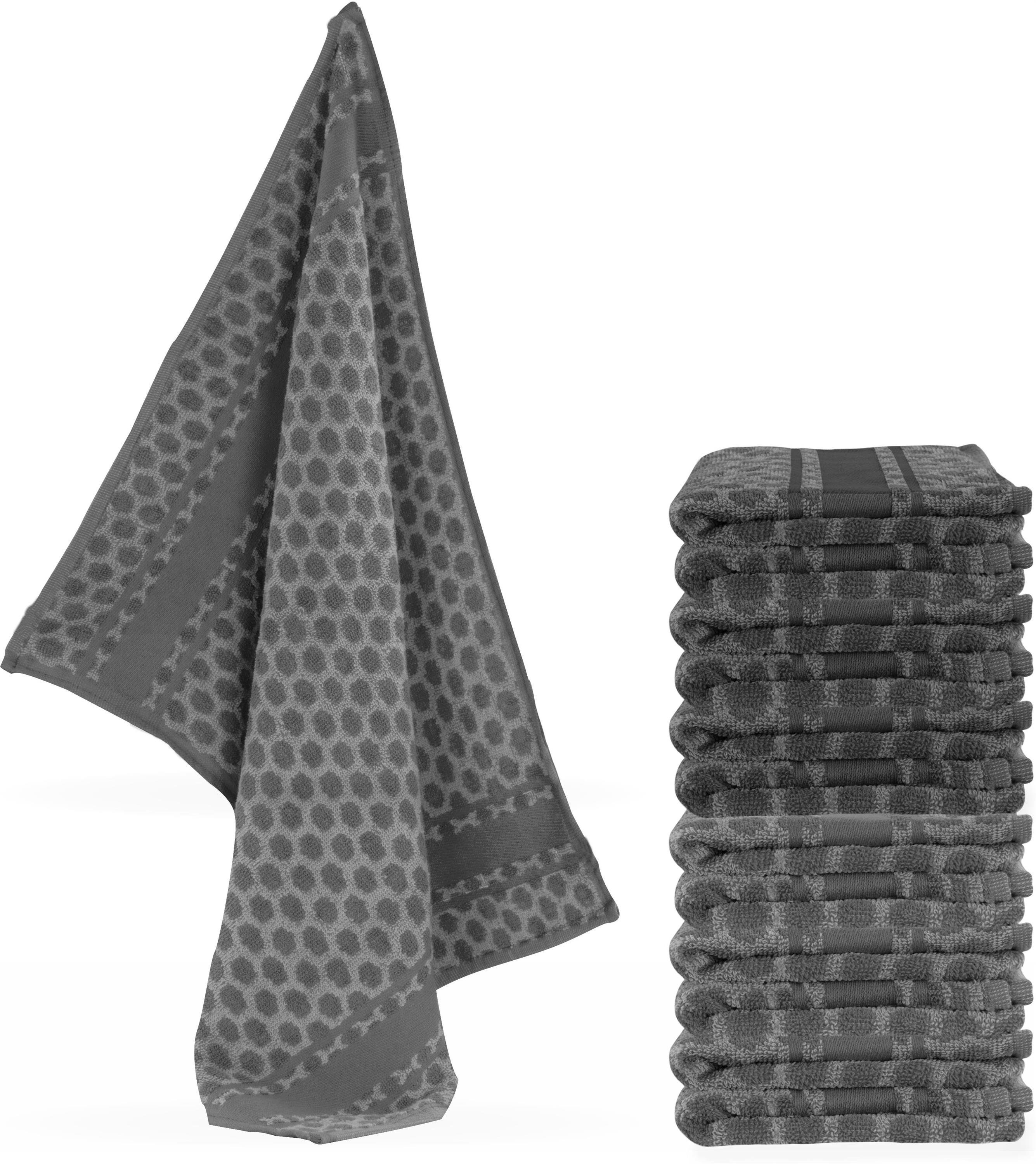 Arkwright Geschirrtücher Bulk – 12 Stück, 30,5x30,5 Cm, Frottee, Grau