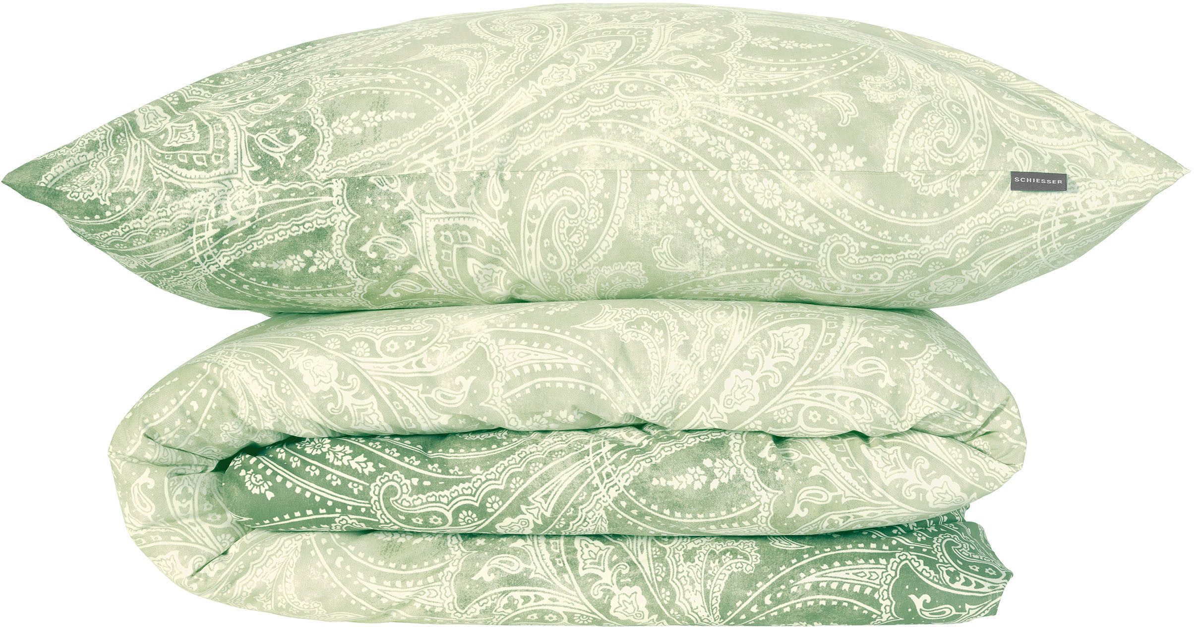 Schiesser Bettwäsche Claire aus weicher Baumwolle mit Paisleymuster in dezentem Farbverlauf, Renforcé, 2 teilig, MADE IN GREEN by OEKO-TEX®