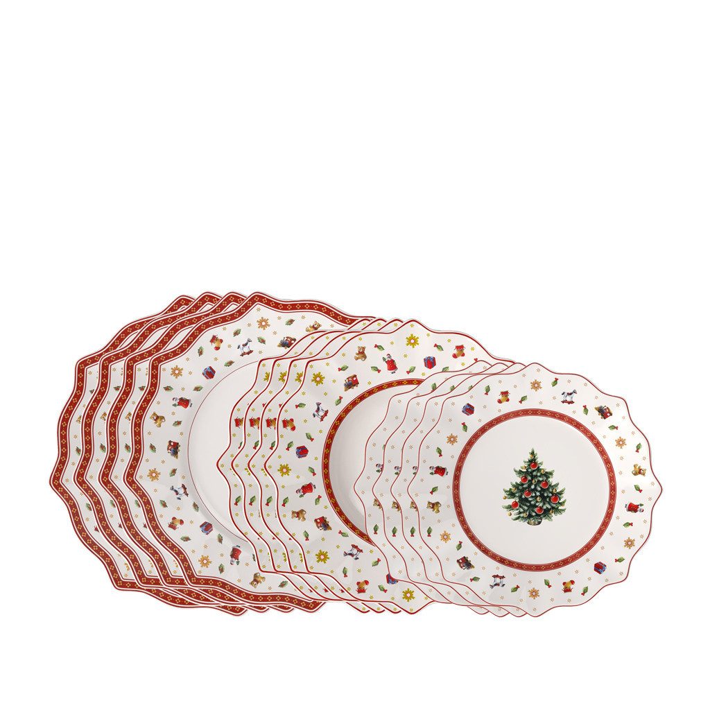 Villeroy & Boch Geschirr-Set Toy's Delight Teller-Set 12-teilig (12-tlg), 4 Personen, Porzellan, Premium Porcelain, 12 Stck, Handw., mikrow.sicher