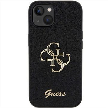 Guess Smartphone-Hülle Guess Apple iPhone 15 Schutzhülle Case Glitter Script Big 4G Schwarz