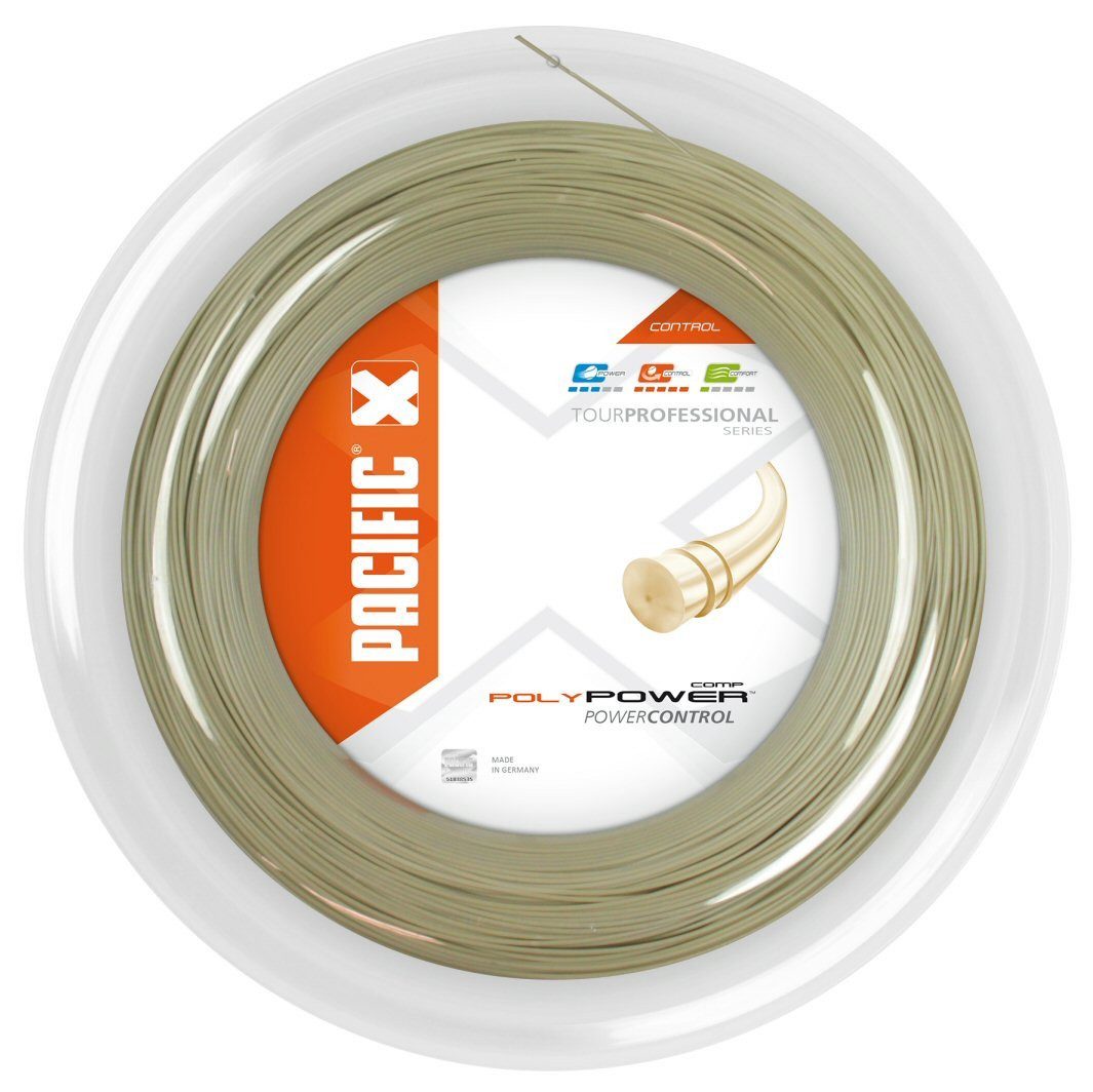 Tennissaite Poly Power Comp (Haltbarkeit) natur 200m Rolle