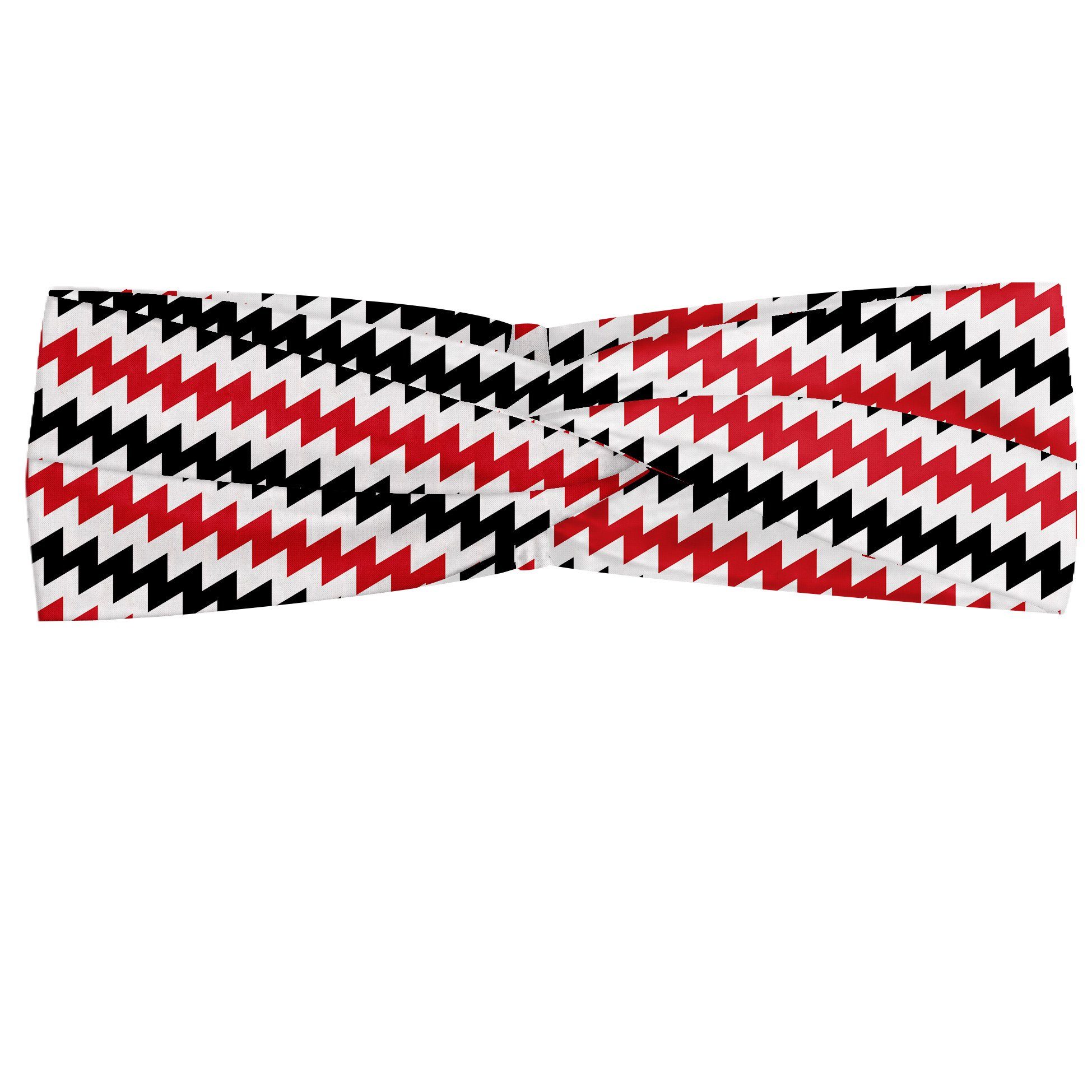 Abakuhaus Stirnband Elastisch und Angenehme alltags accessories rot schwarz Zick-Zack-Linien Chevron