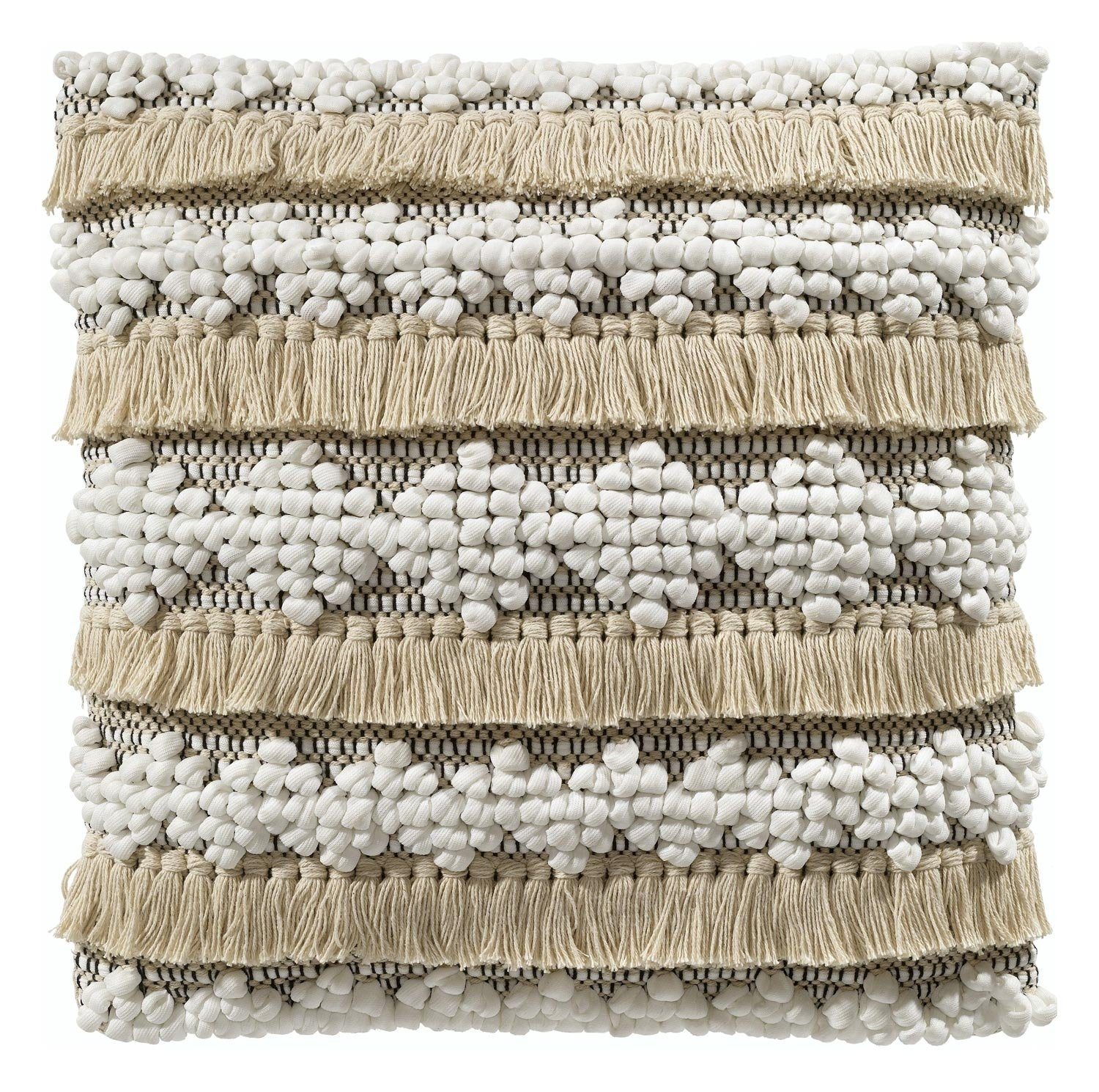 Kissenhülle BOHO, Beige, Quasten, Baumwolle, 45 x 45 cm, (1 Stück) günstig online kaufen