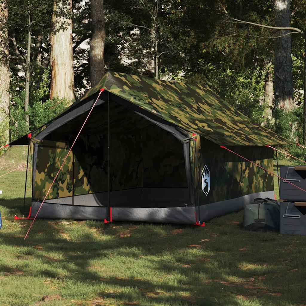 furnicato Faltzelt Campingzelt Scout A-Form 200x124x98 cm Tarnung, (1 tlg), Wetterfestes Trekkingzelt mit E-Anschluss und integrierten Netzwänden
