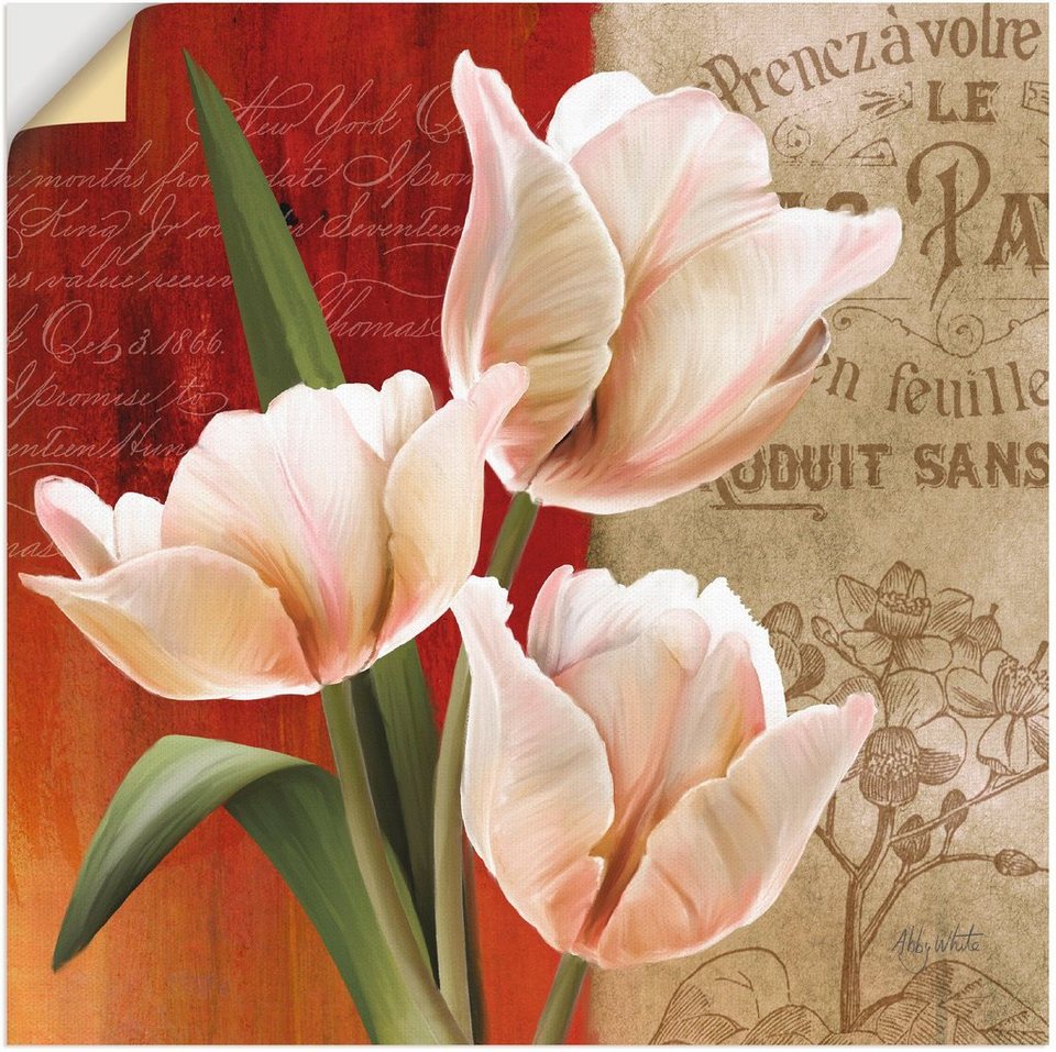 Artland Wandbild Französische Tulpencollage, Blumen (1 St), als Alubild,  Leinwandbild, Wandaufkleber oder Poster in versch. Größen