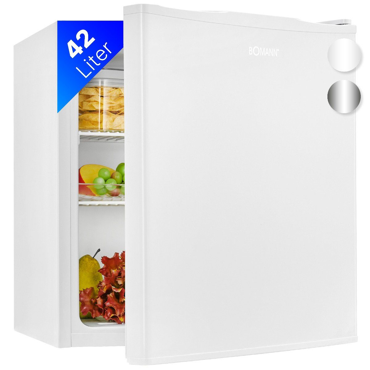 BOMANN Kühlschrank KB 7346, 51 cm hoch, 45 cm breit, Mini Kühlschrank 42 Liter, Kühlbox klein und leise