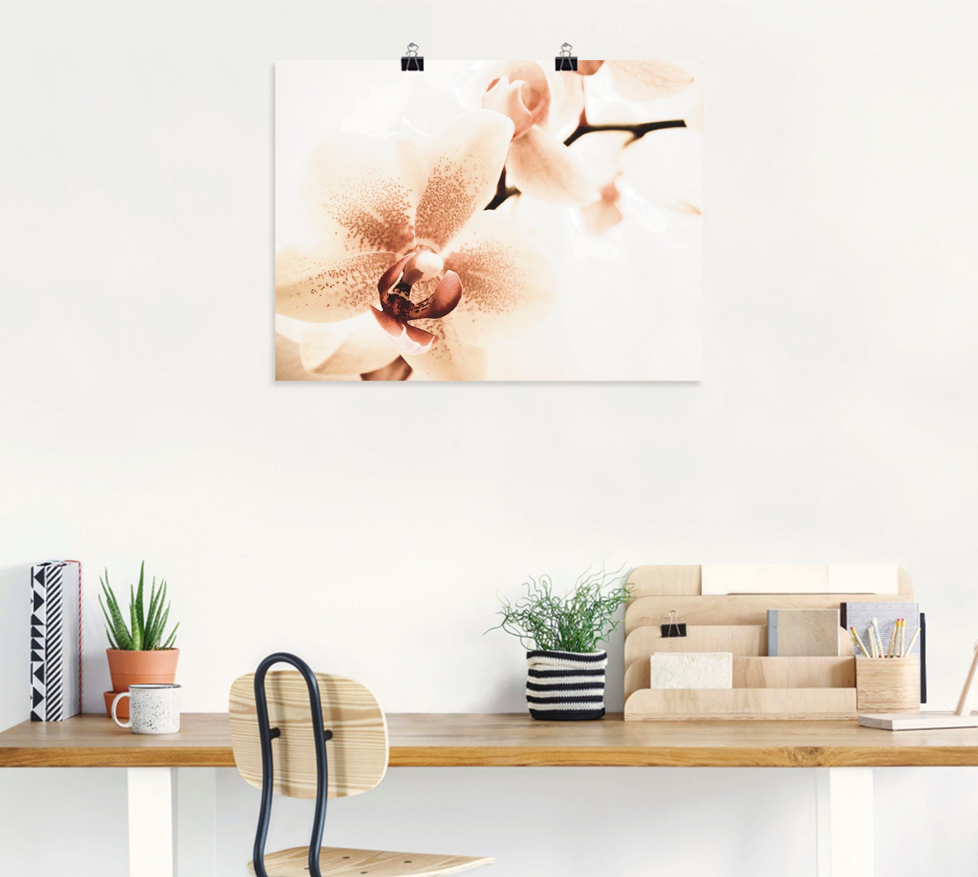 (1 Orchidee in Poster Wandbild Größen als Artland versch. Leinwandbild, Collage, Blumen St), oder abstrakte Wandaufkleber
