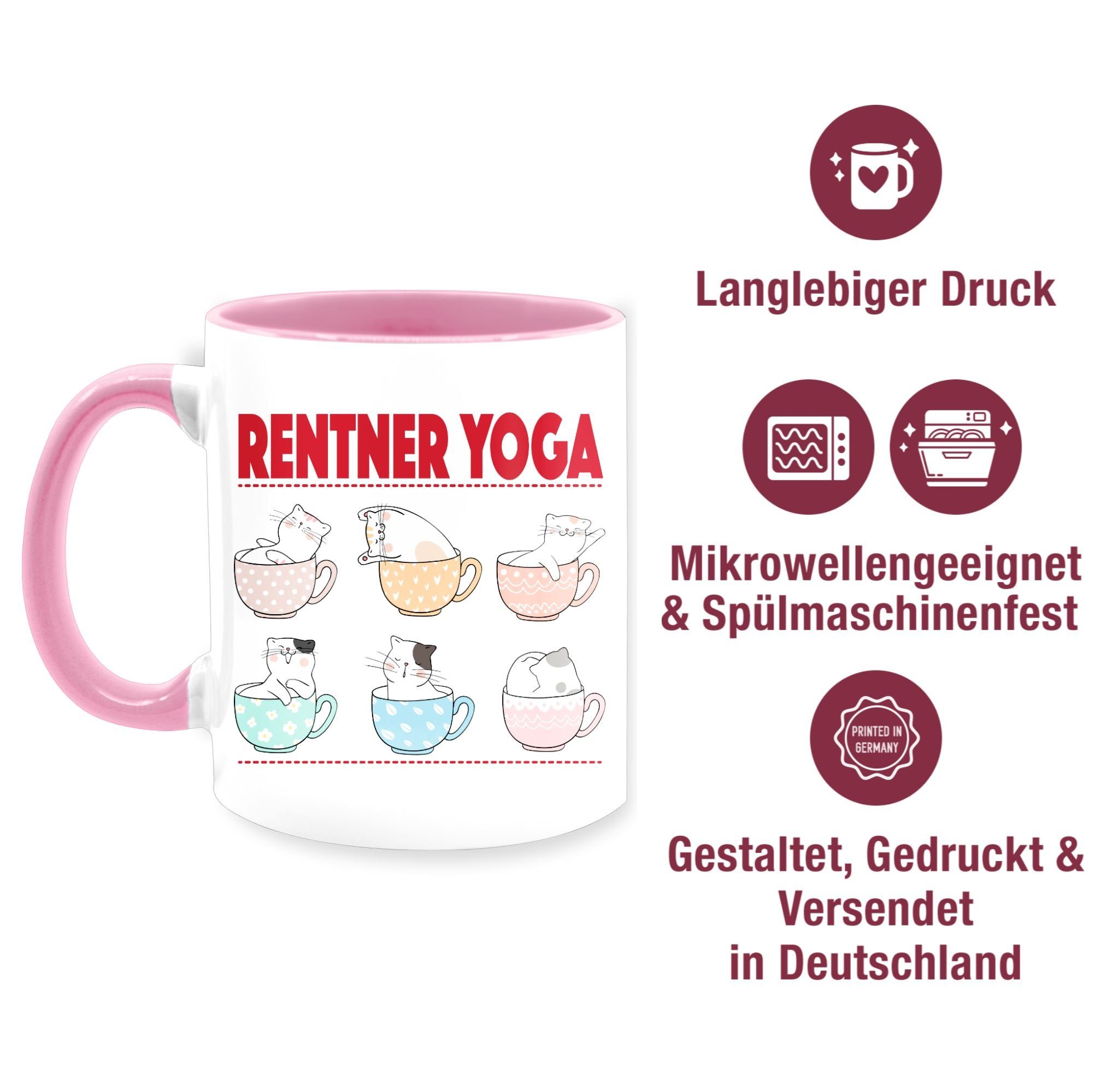 Tasse Rentner Tassen, Keramik, Geschenk Yoga Katzen Rosa Kaffeetasse 2 in Rente Shirtracer