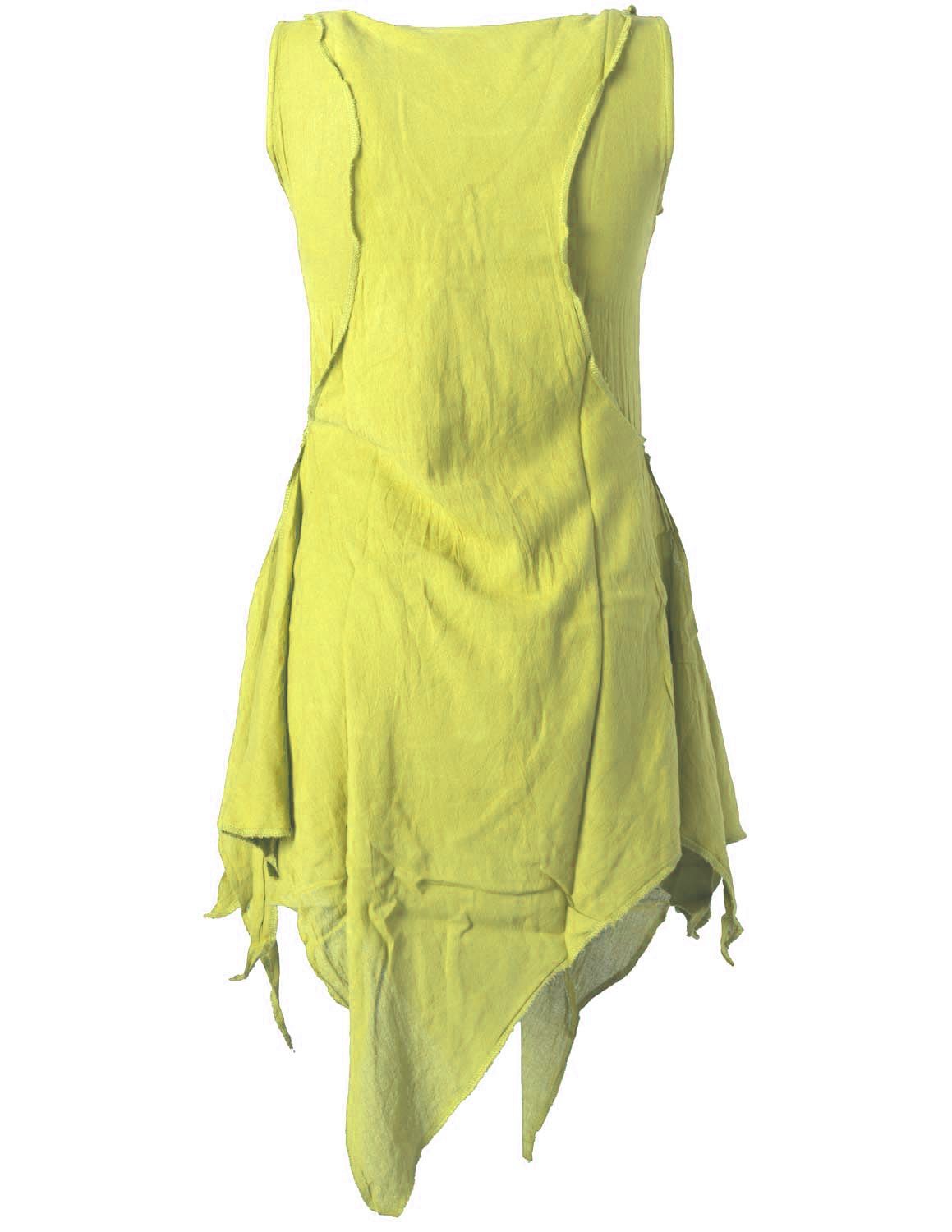 hellgrün Style Lagenlook Elfen, Shirt Used-Look Goa Ethno, Hippie, Tunika Tunikakleid im Zipfeliges Vishes