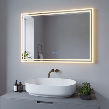 AQUABATOS Badspiegel LED Badspiegel 100x70cm 140x70cm Badezimmerspiegel mit Beleuchtung (Bad Spiegel mit Licht Wandspiegel mit Touch-Schalter Lichtspiegel), Dimmbar Beschlagfrei Kaltweiß Warmweiß Memory-Funktion IP44