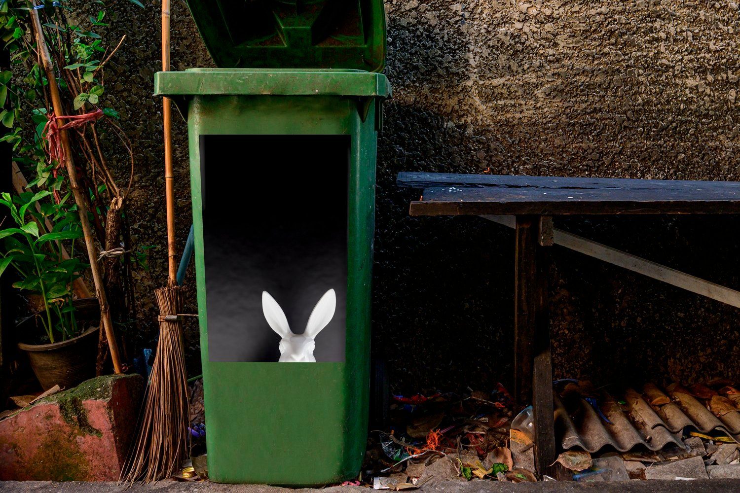 Mülltonne, MuchoWow (1 Kopf Container, Abfalbehälter eines St), Mülleimer-aufkleber, Wandsticker Osterhasen Sticker,
