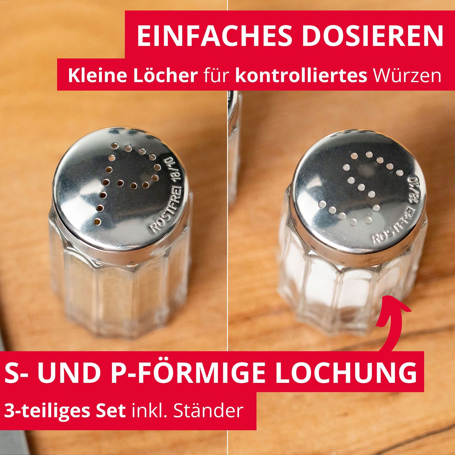 WESTMARK Salz- / Pfefferstreuer Menage Salz und Pfeffer »Traditionell«, 3 tlg., Fassungsvermögen: je
