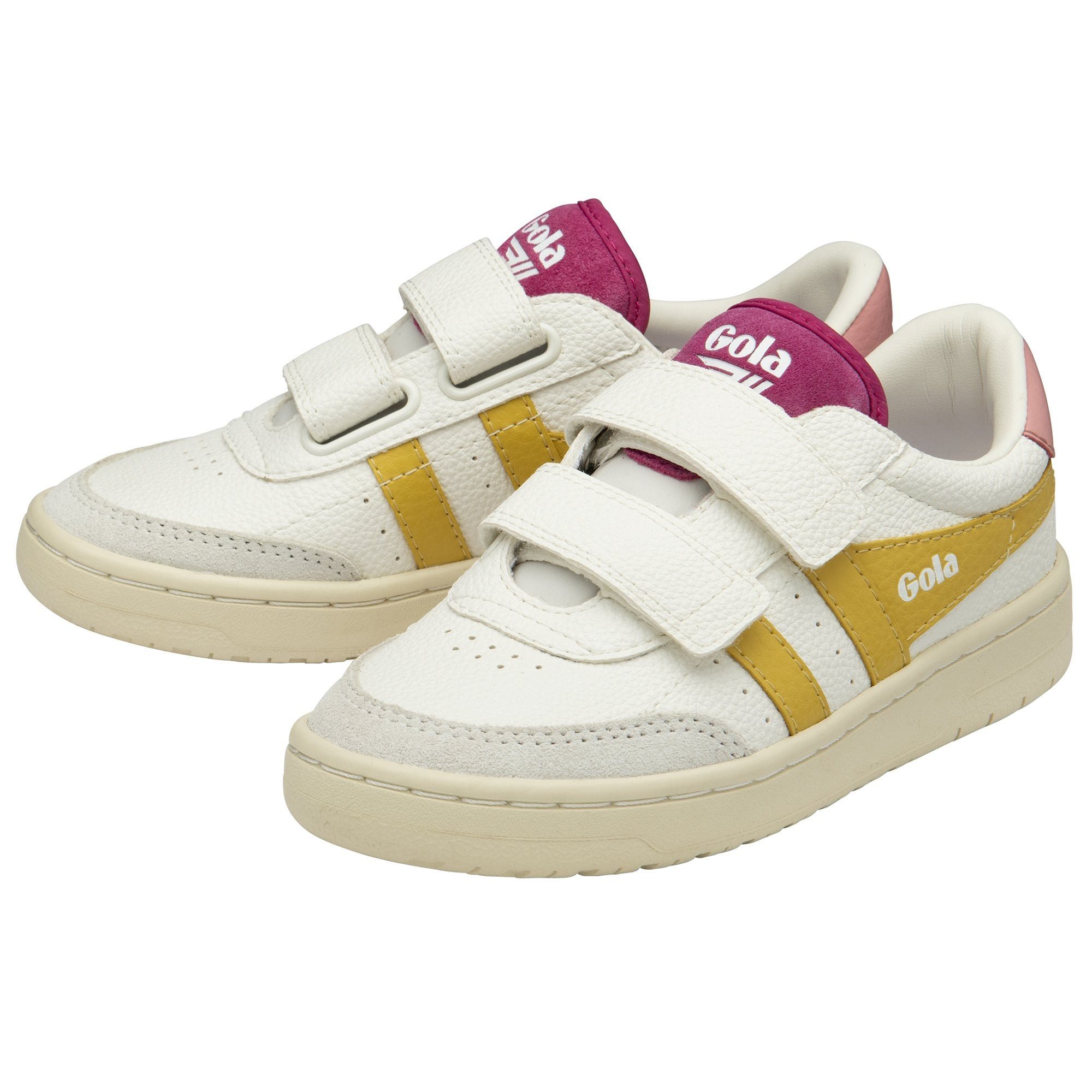 Falcon 2025 (PU,Klettverschluss) weiss/gelb/rosa Kinder Sneaker