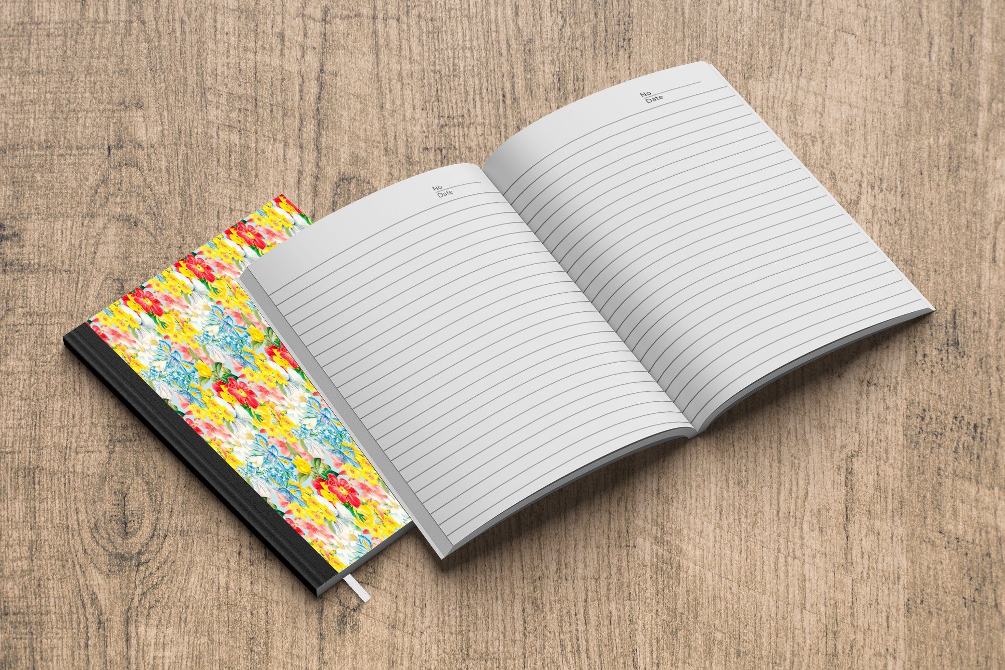 MuchoWow Notizbuch Blumen Tagebuch, - Muster Merkzettel, - A5, Seiten, Notizheft, 98 Haushaltsbuch Farben, Journal