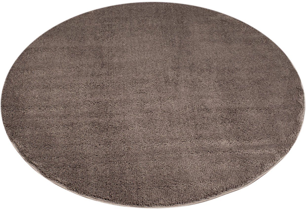 Carpet City Teppich Softshine 2236, rund, Höhe: 14 mm, besonders weich, Uni Farben, ideal für Wohnzimmer & Schlafzimmer