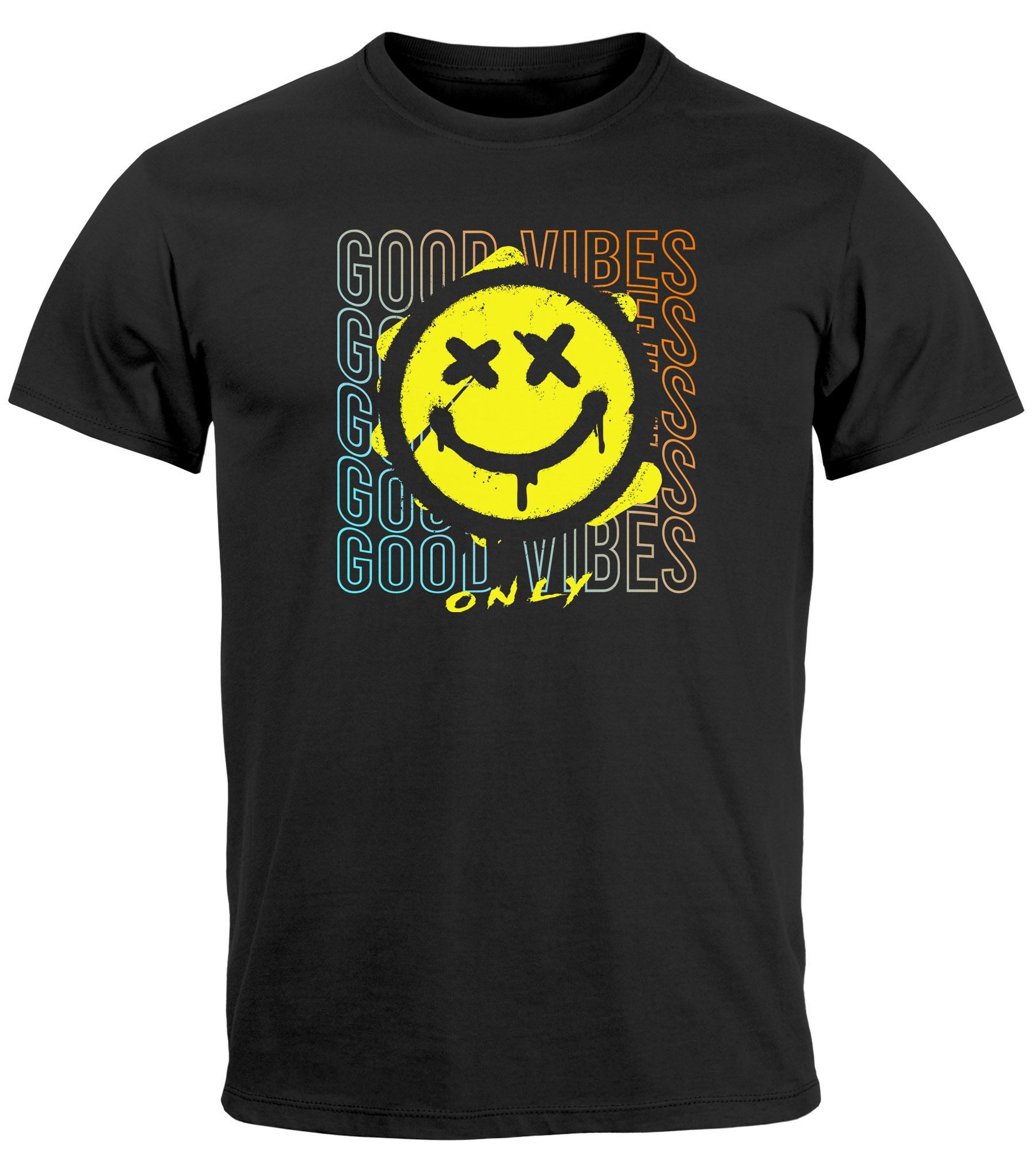 Neverless Print-Shirt Herren T-Shirt Smiling Face günstig online kaufen