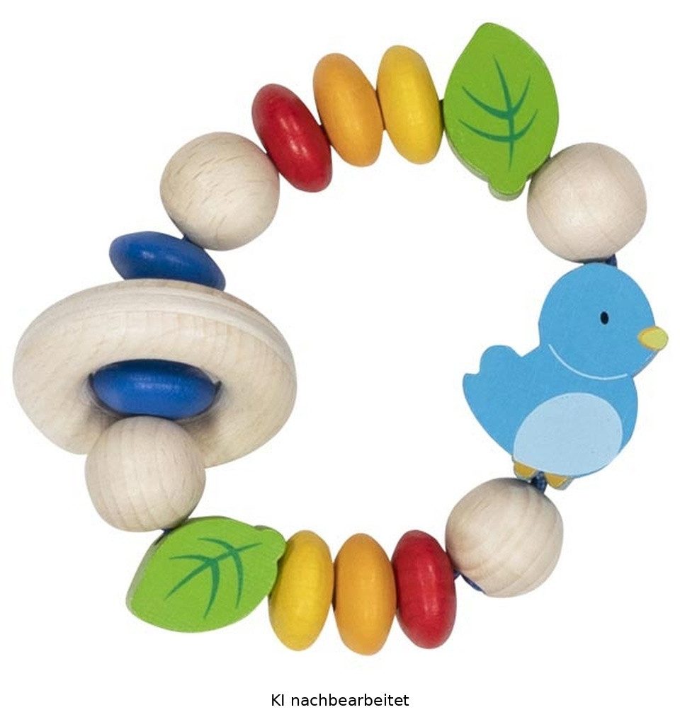 goki Greifling Greifling Elastik Vogel von goki Kette Vogelkette aus Holz Holzgreifli
