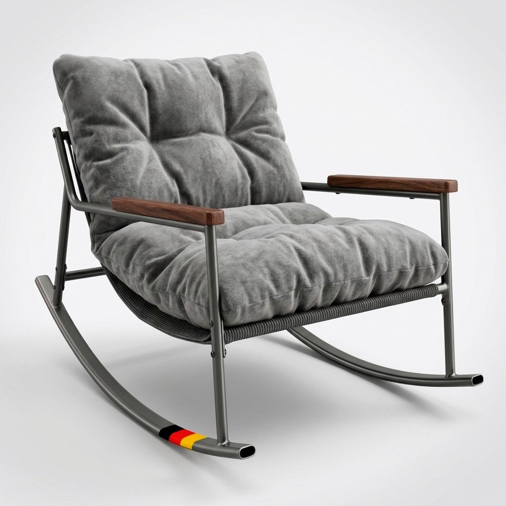 Allyson Schaukelsessel Retro Schaukelstuhl Cord Relaxsessel Polstersessel Metallgestell (Einzelstück, Einzelartikel), Hochwertiger Cord-Bezug; Soft-Touch Haptik; Inklusive Montagesatz