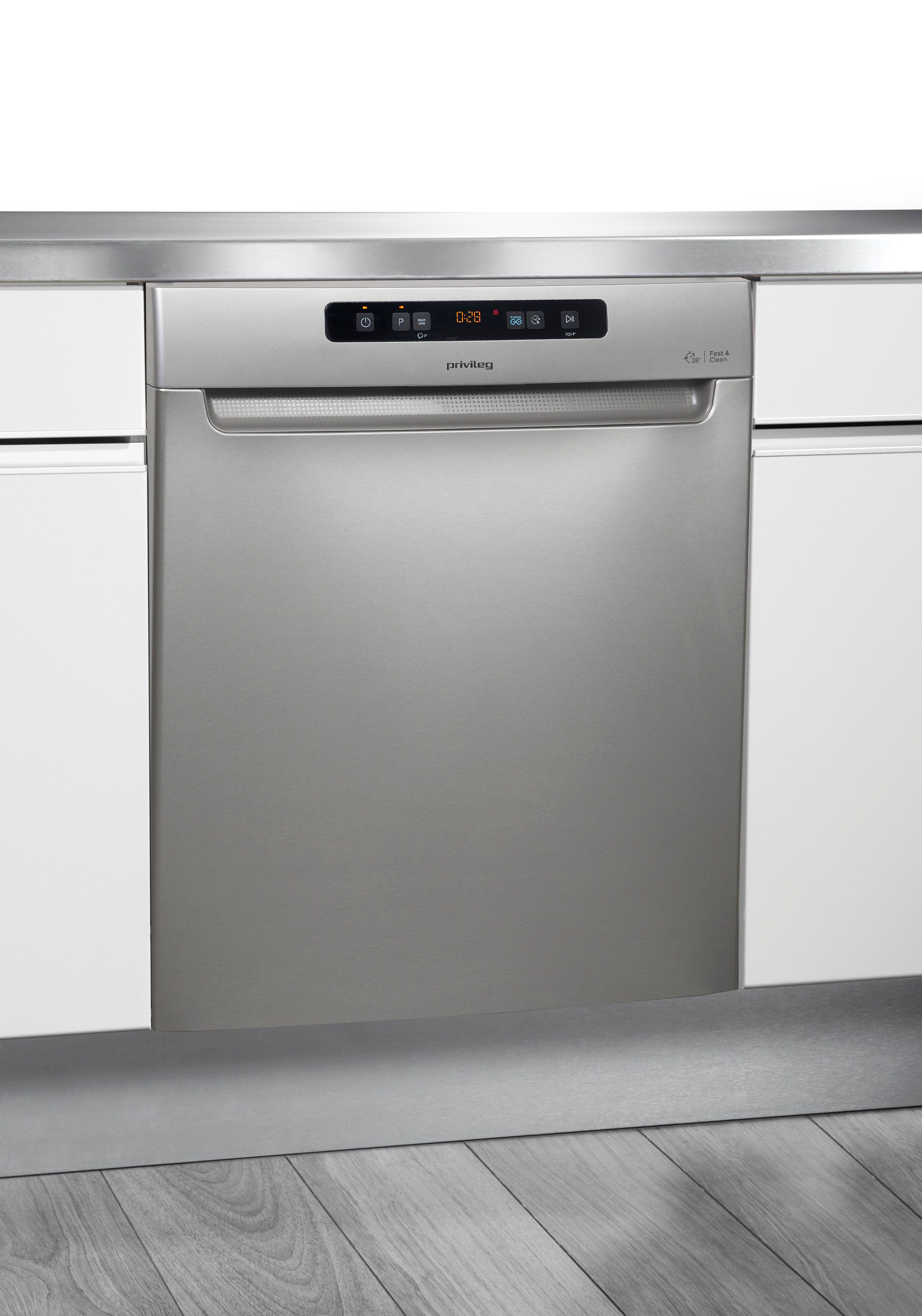 Privileg Unterbaugeschirrspüler P0U ECO D541 S, 14 Maßgedecke, Fast&Clean 28’ – das effektive Reinigungsprogramm unter 28 Minuten