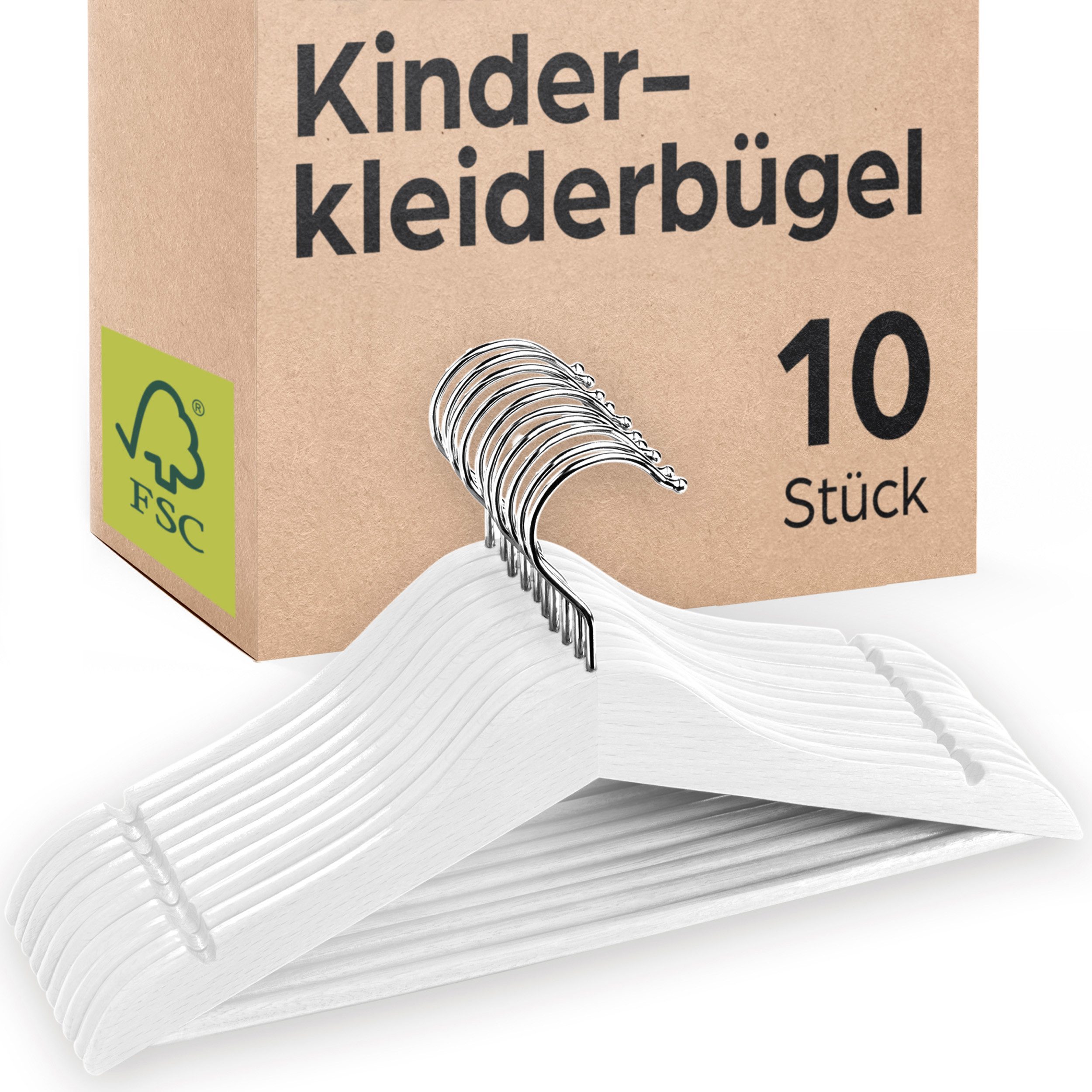 Praknu Kleiderbügel Kinderkleiderbügel Holz - 10 stück - Natur FSC® Buchenh günstig online kaufen
