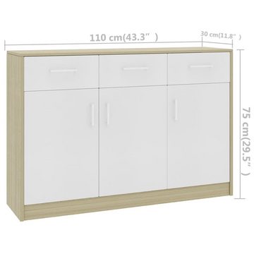 vidaXL Sideboard Sideboard Weiß Sonoma-Eiche 110x30x75 cm Holzwerkstoff (1 St)