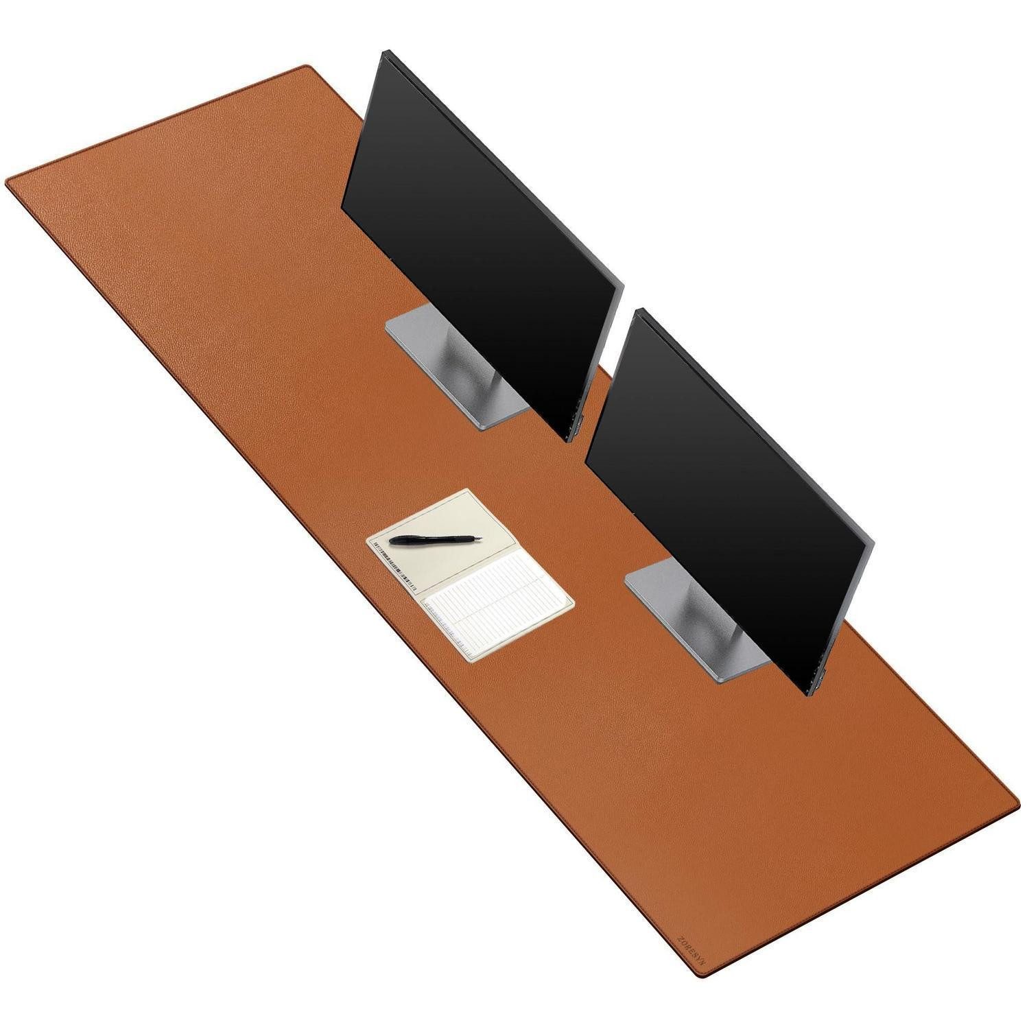 LuxusKollektion Schreibtischunterlage Schreibtischmatte XXL PU-Leder Braun 170x50