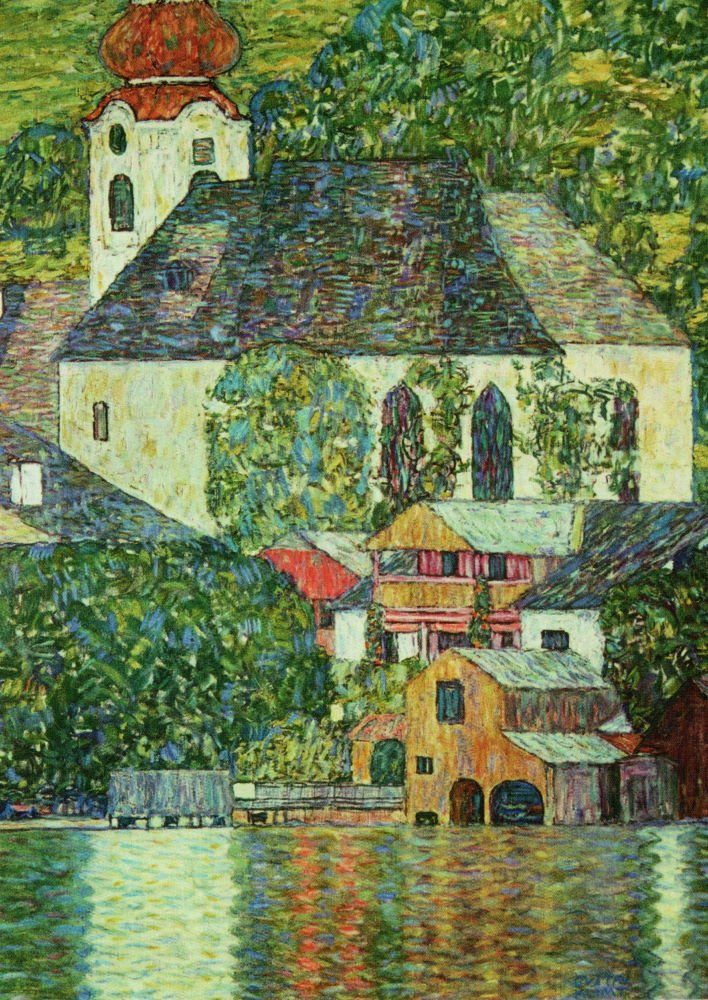 Postkarte Kunstkarte Gustav Klimt "Kirche in Unterach am Attersee"