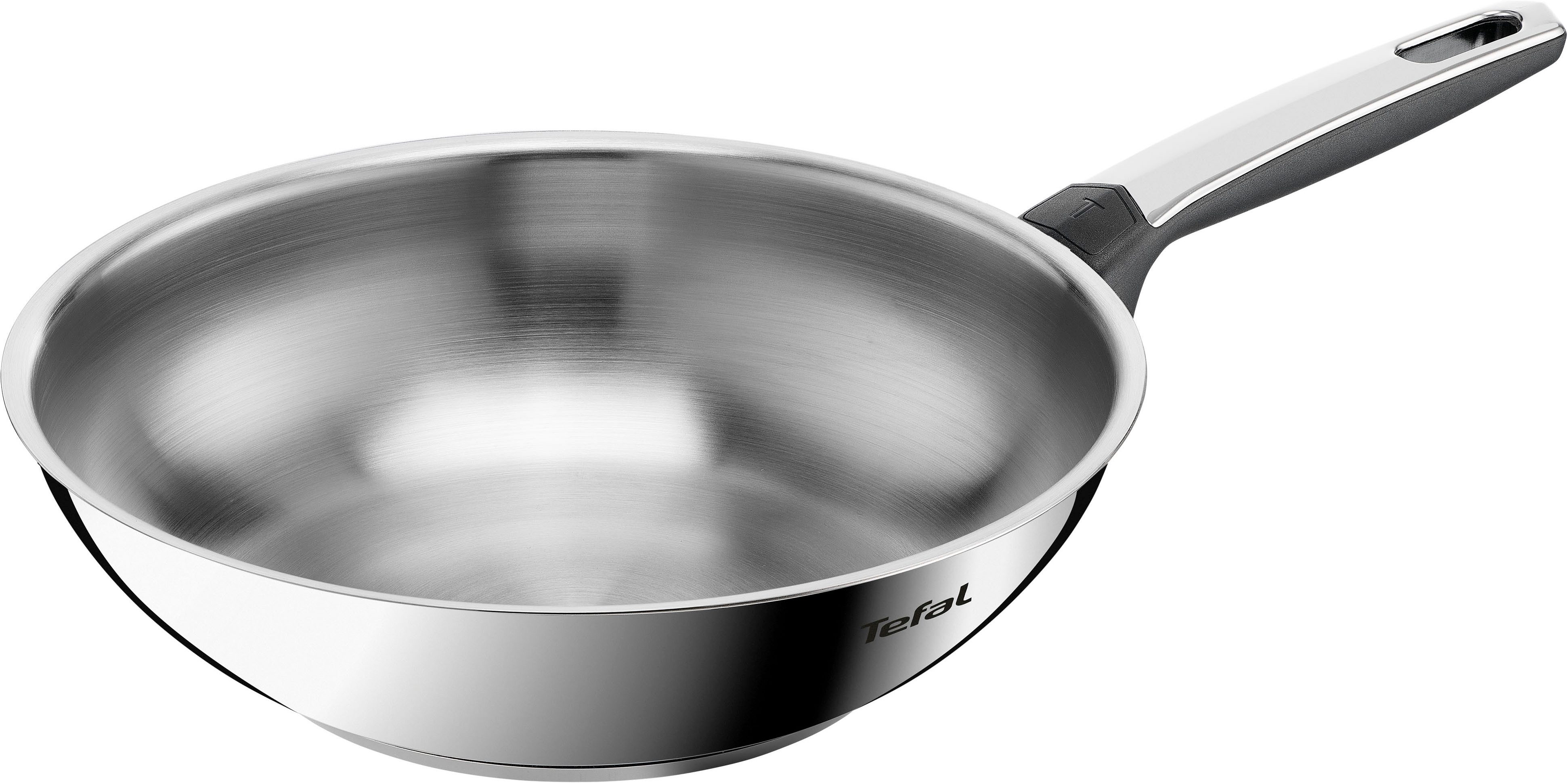 Tefal Wok Emotion+, Edelstahl (1-tlg), Premium Edelstahl, Induktion, spülmaschinenfest, hochglanzpoliert