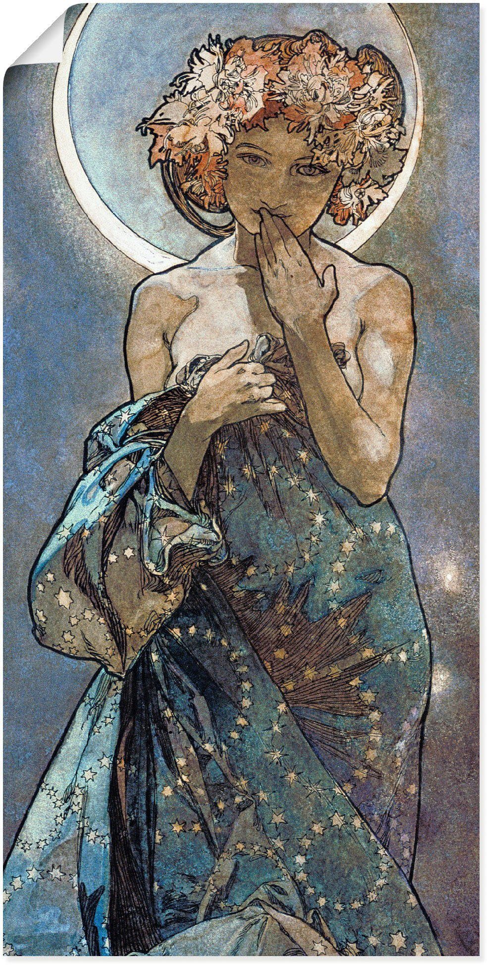 Wandbild Frau Wandaufkleber oder (1 Alubild, Artland Poster 1902, Größen in Leinwandbild, als Sterne Der versch. Mond St),