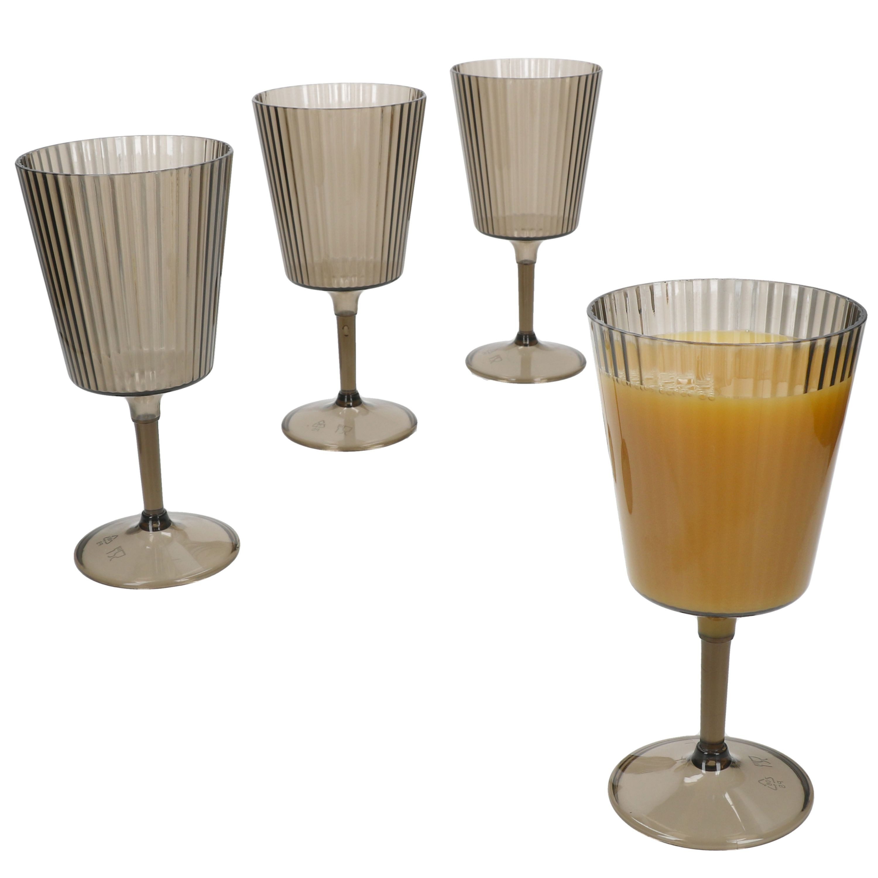 MamboCat Weinglas 4x ToGo Kunststoff-Weingläser grau 350 ml Camping Geschirr Outdoor, Kunststoff