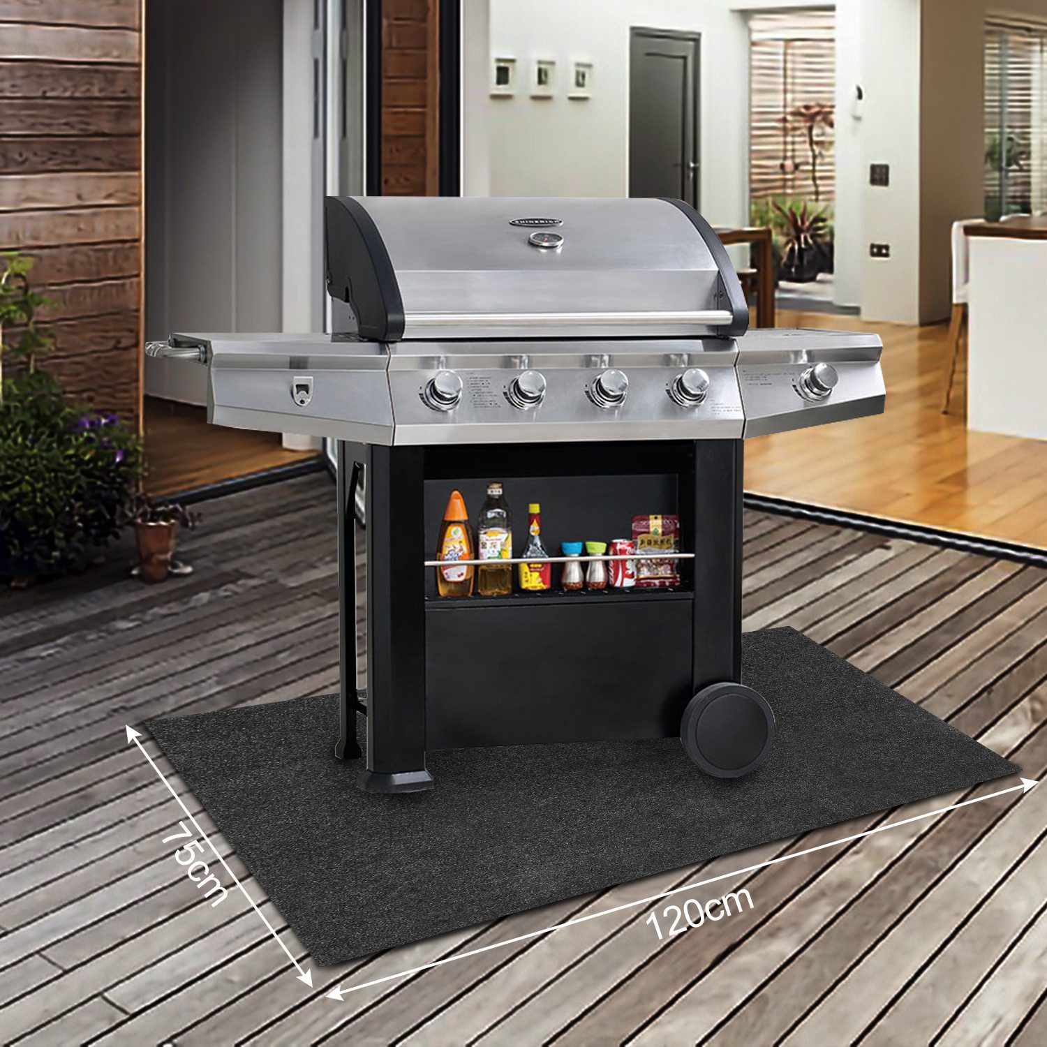 Clanmacy Outdoorteppich BBQ Matte Grillteppich Grillmatte günstig online kaufen